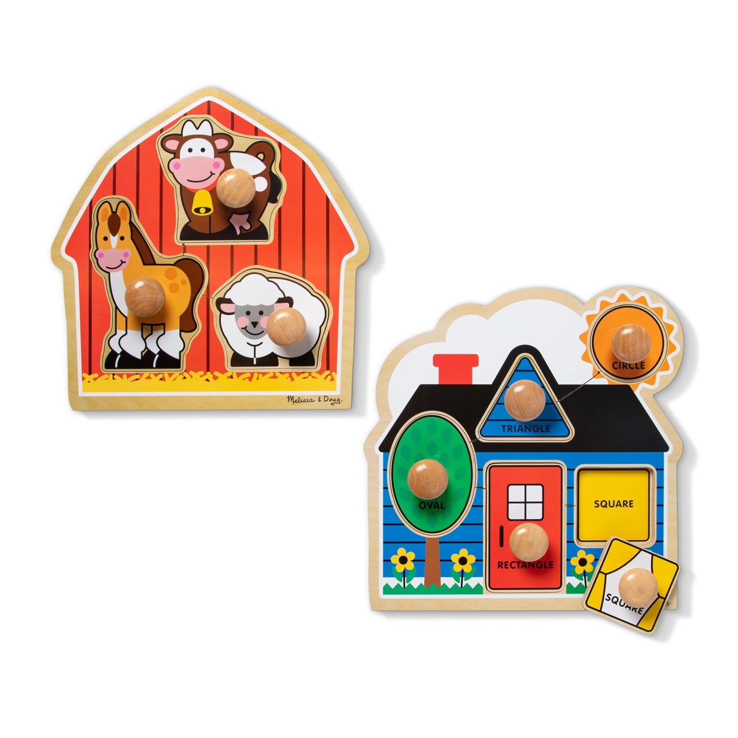 Hot Melissa & Doug First Shapes Jumbo Knob Puzzle, Wooden Peg Puzzle for Toddlers, Educational Toy for Shape Recognition and Fine Motor Skills, Ages 1+