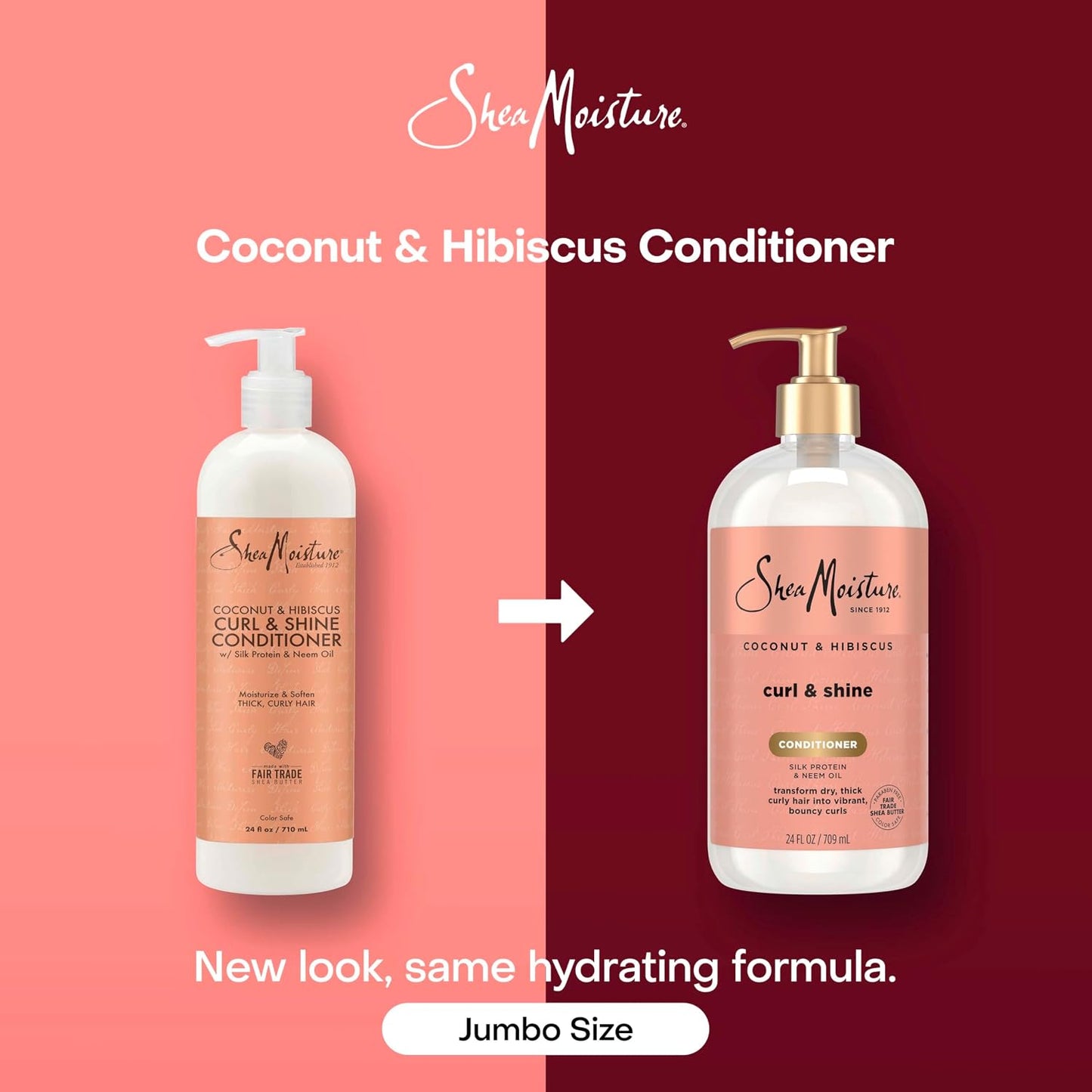 HotShea Moisture Curl & Shine Conditioner Coconut & Hibiscus, for Thick, Curly Hair, to Moisturize & Soften, 24 Fl oz