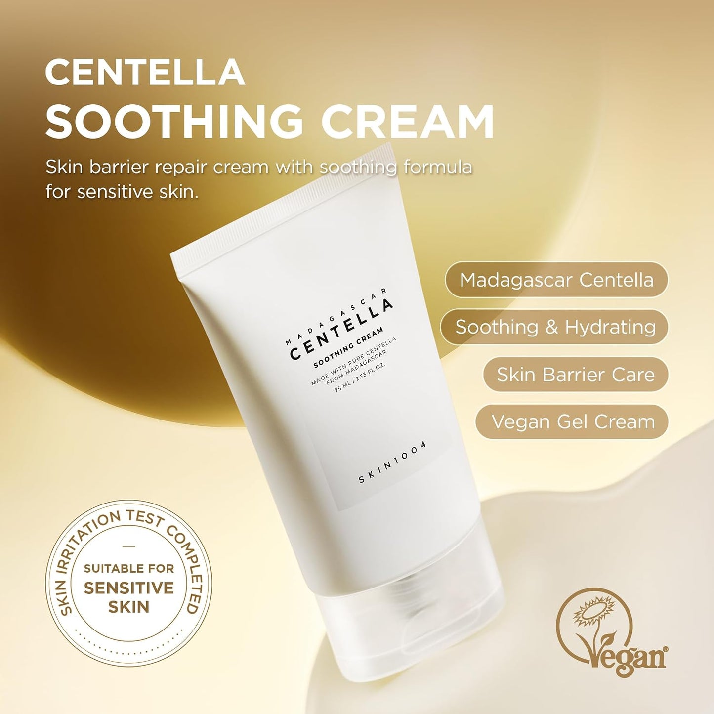 HotSKIN1004 Centella Soothing Cream, Face Moisturizer with Centella Asiatica, Korean Centella Moisturizer Cream for Soothing & Skin Barrier Support, Cica Gel Cream, Korean Skin Care, 2.53 fl.oz / 75ml