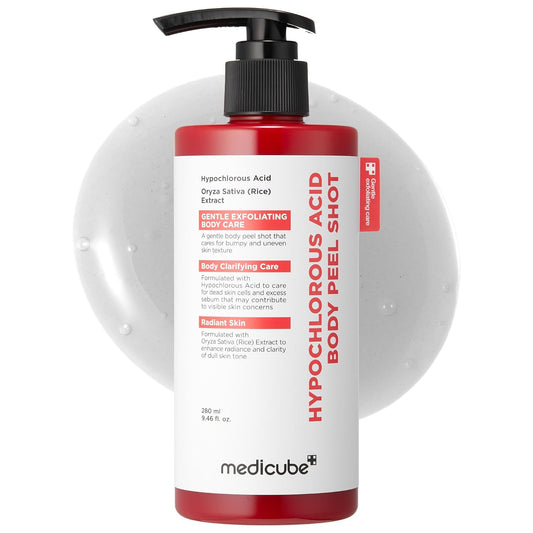 Hotmedicube Body Peel Shot with Hypochlorous Acid | Gentle Body Exfoliating for Dead Skin Cells & Uneven Texture - Rice Extract, Panthenol for Hydrating & Smoothing, 9.46 fl.oz