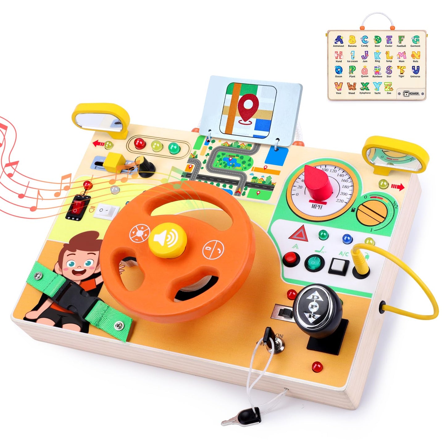HotGrarain Busy Board for Toddlers - Montessori Educational Toy for 1-3 Year Old Boys & Girls | Travel-Friendly Sensory Learning Activity | Ideal for Kids with Autism(Clocks Busy Board)