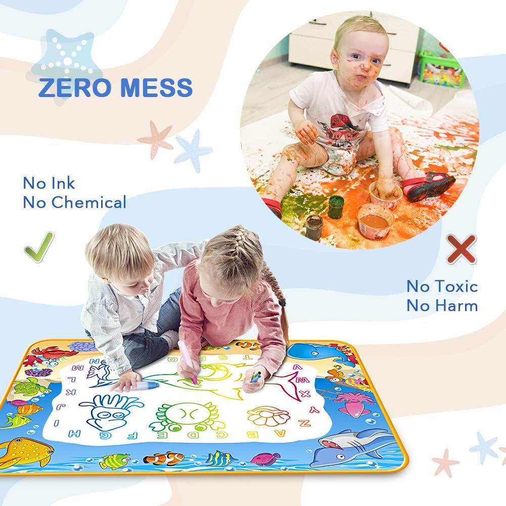 HotWater Doodle Mat - Kids Painting Writing Color Doodle Drawing Mat Toy Bring Magic Pens Educational Toys for Age 3 4 5 6 7 Year Old Girls Boys Age Toddler Gift