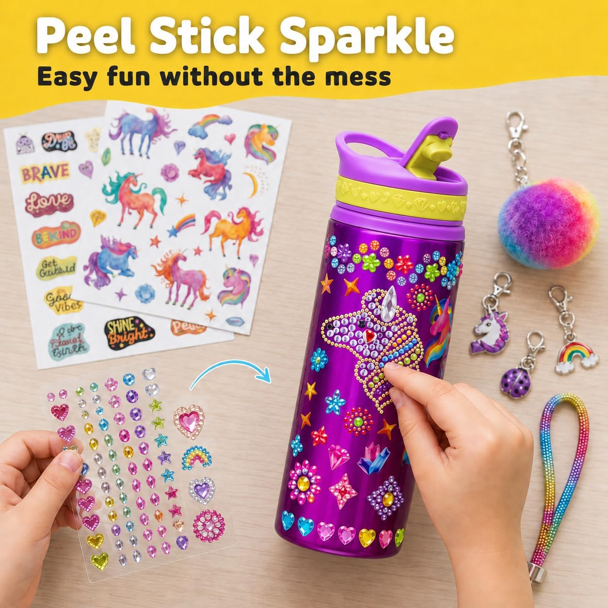 Hot PURPLE LADYBUG Decorate Your Own Water Bottle Kit for Girls - Gift for Girls Ages 5 6 7 8 9 10 Year Old Girl Birthday Gift, Unicorn Toys Crafts Kids Ages 6-12 Summer Crafts for Kids