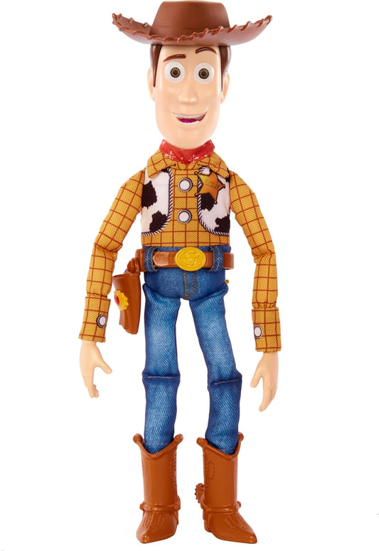 HotMattel Disney Pixar Toy Story Talking Woody Action Figure & Accessory, Roundup Fun 12-inch Collectible with 30+ Sounds & Phrases