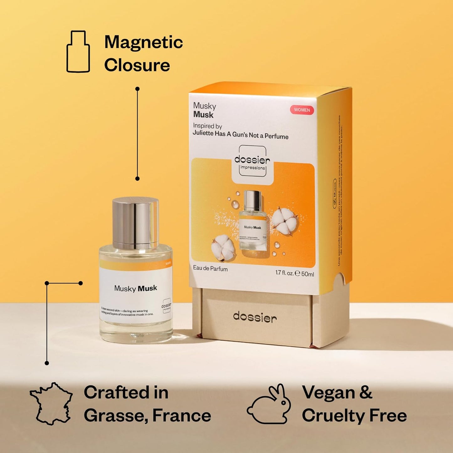 Hot Dossier - Musky Musk - Eau de Parfum - Inspired by Not a Perfume - Long-Lasting Fragrance - Unisex - 1.7 fl oz (50ml)