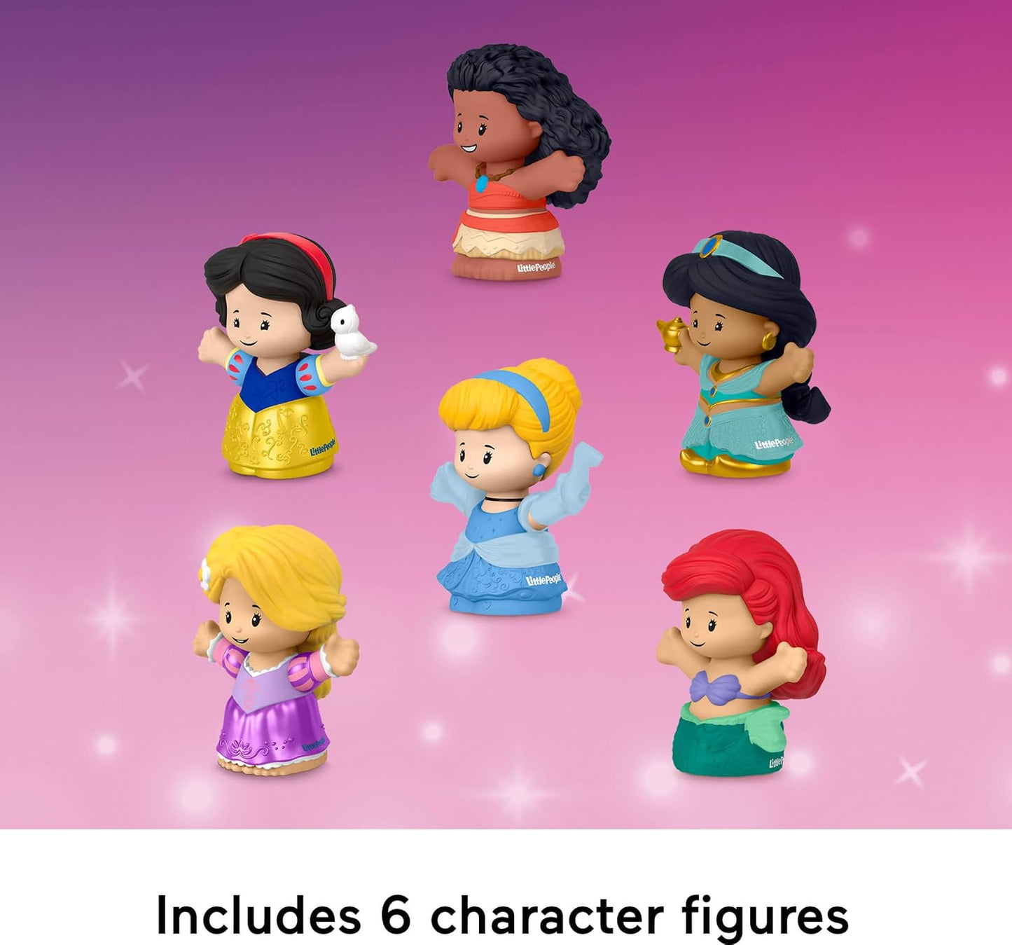 HotFisher-Price Little People Disney Princess, 6 Figures Ages 18+ Months | 6 characters included: Moana, Ariel, Snow White, Rapunzel, Cinderella, Jasmine, toddler-safe plastic