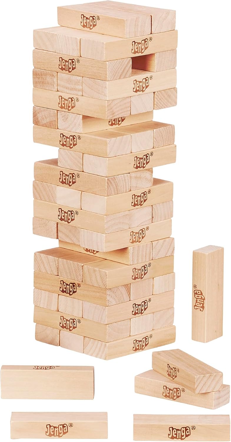 HotOfficial Hasbro Games Jenga Game | Digital Die for 6 More Ways to Play | Original Wood Block Game | Stacking Tower | Ages 6+ | 1+ Players | Party Games