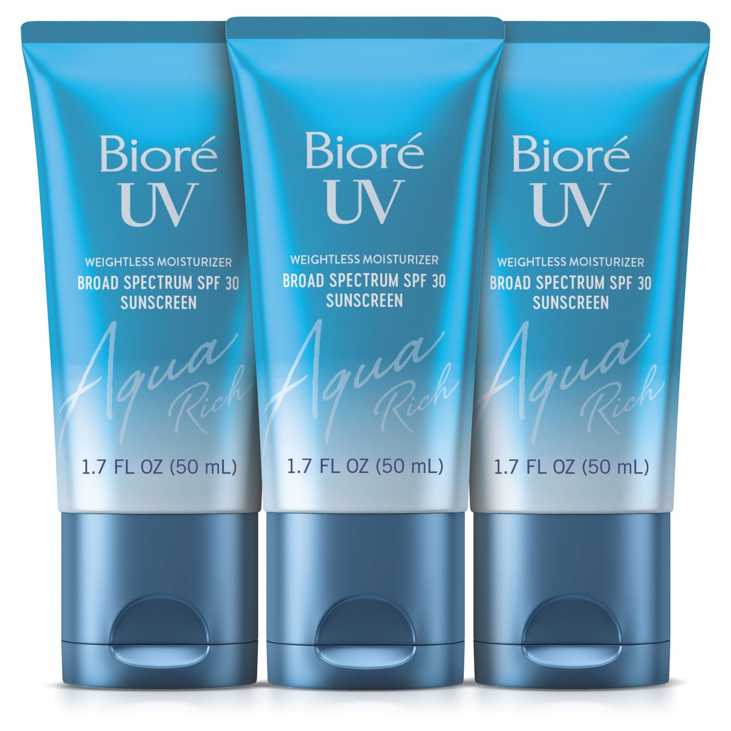 HotBiore UV Aqua Rich Moisturizer SPF 50 Facial Sunscreen, 1.7 fl oz | Oil-Free Daily Face Sunscreen, Hyaluronic Acid, Lightweight, Non-Comedogenic, Dermatologist Tested, Sensitive Skin