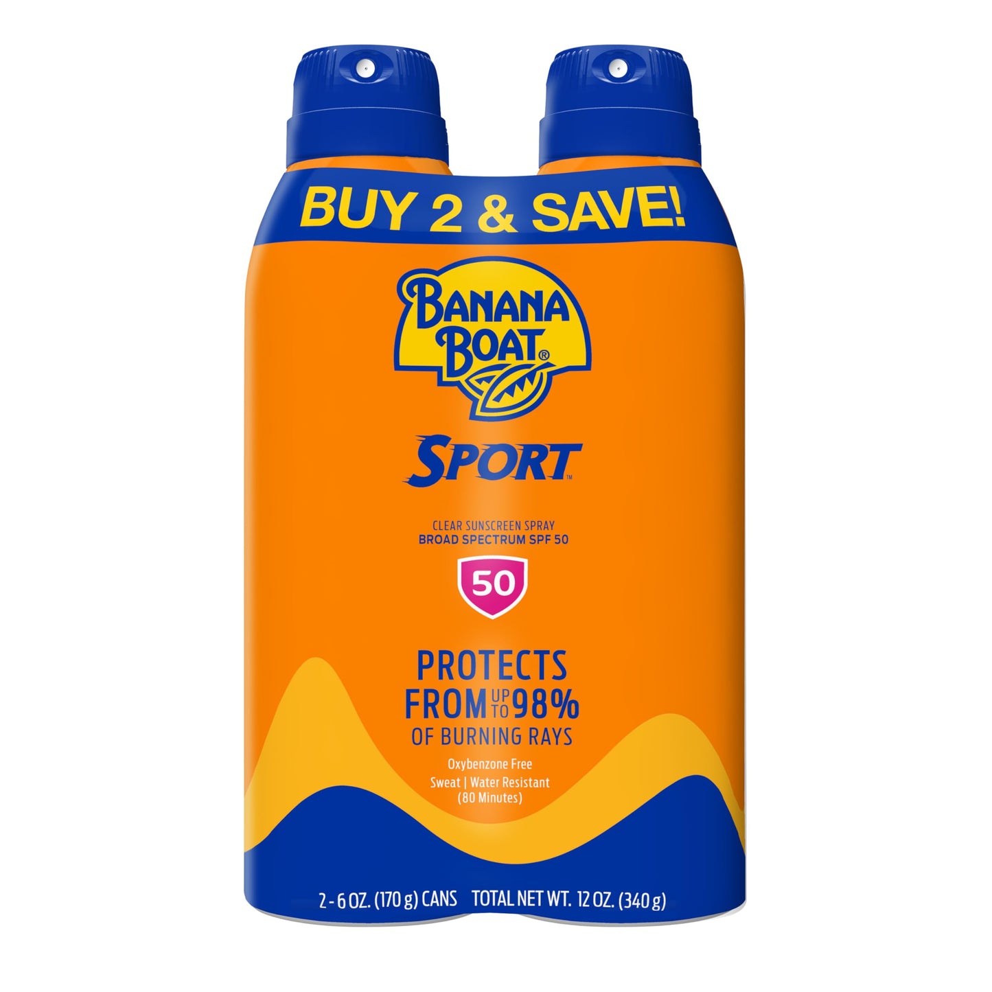 HotBanana Boat Sport Ultra SPF 30 Sunscreen Spray | Banana Boat Sunscreen Spray SPF 30, Water Resistant, Oxybenzone Free, 6oz each Twin Pack