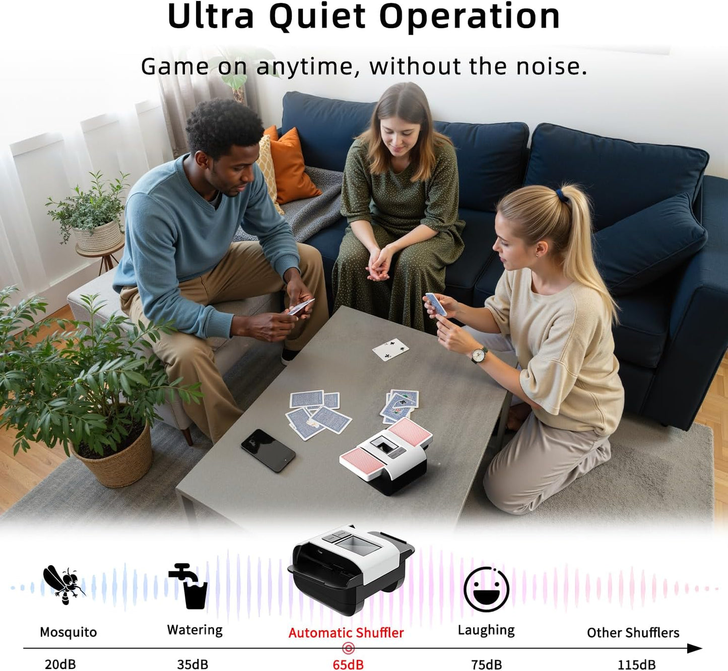 Hot Automatic Card Shuffler with Dual Modes, Rechargeable 1-2 Deck Card Shuffle Machine, Low Noise Operation Card Shuffler