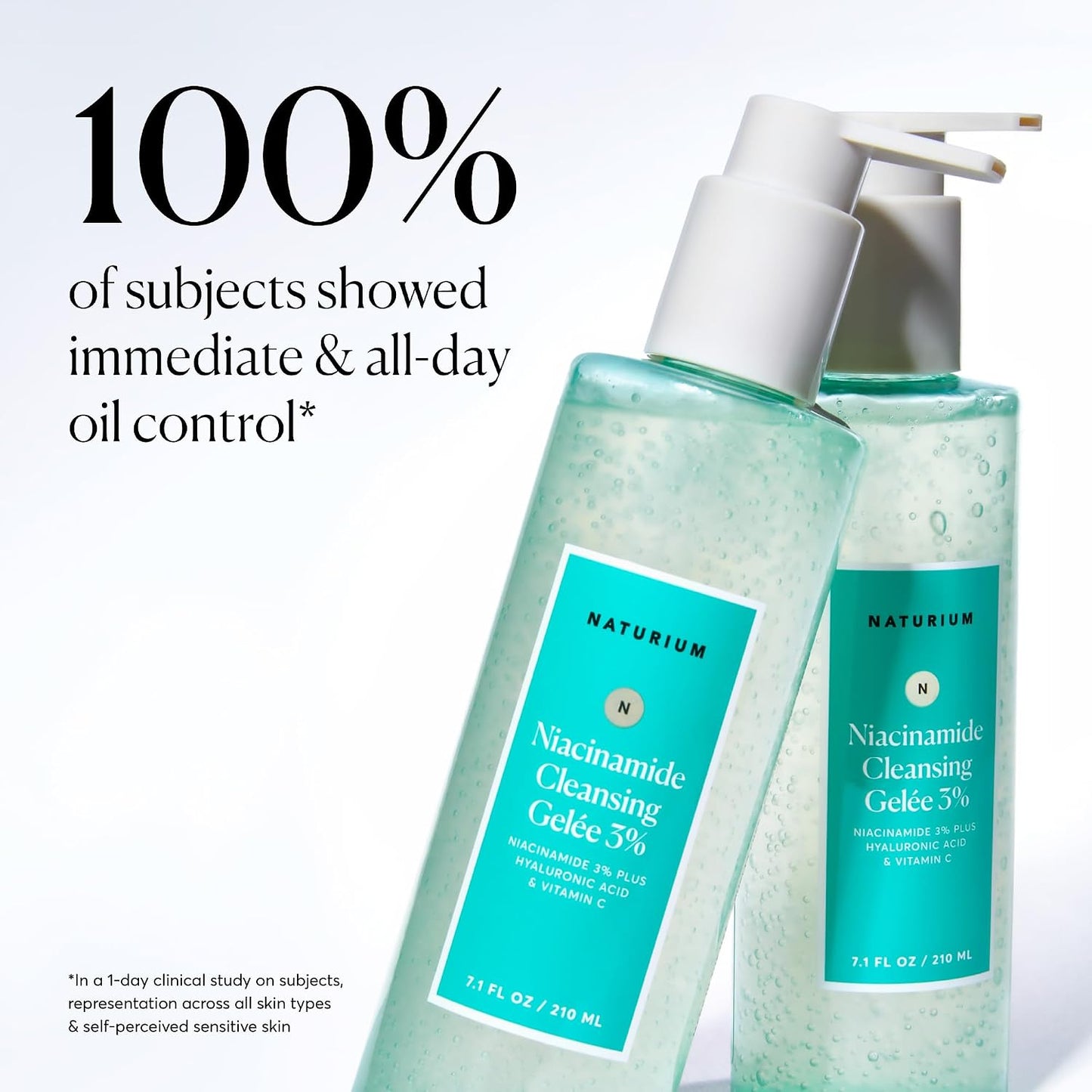 HotNaturium Niacinamide Cleansing Gelée 3% Plus Hyaluronic Acid & Vitamin C, Gentle & Smoothing Face Wash, 7.1 oz