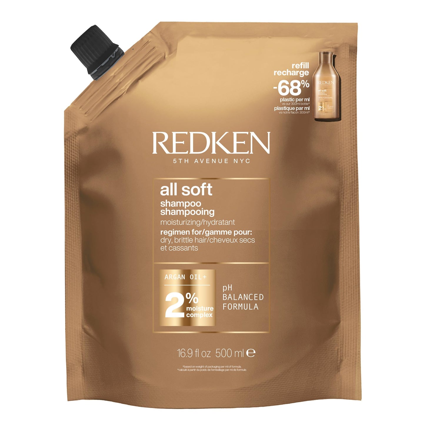 HotRedken All Soft Shampoo - Moisturizes & Hydrates Dry Hair, Softens & Adds Shine, With Argan Oil, Safe For Color-Treated Hair