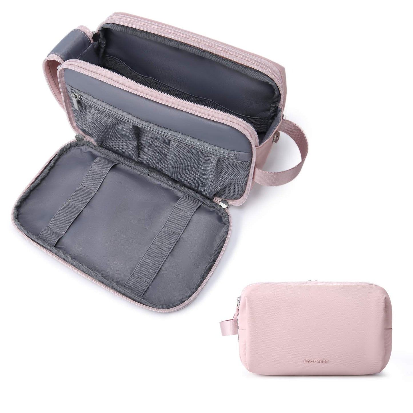 HotBAGSMART Toiletry Bag for Men, Travel Toiletry Organizer Dopp Kit Water-resistant Shaving Bag for Toiletries Accessories, Door Room Essentials, Black-medium