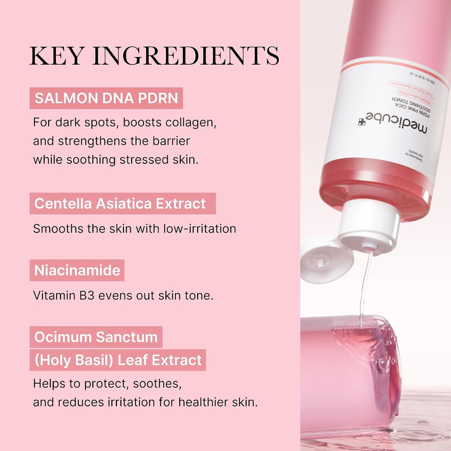 Hotmedicube PDRN Toner Salmon DNA PDRN CICA Soothing Toner | Lightweight Watery Toner with PDRN, Niacinamide, Peptides - For Uneven Skin Tone & Soothing, Korean Skincare, 8.45 fl. oz