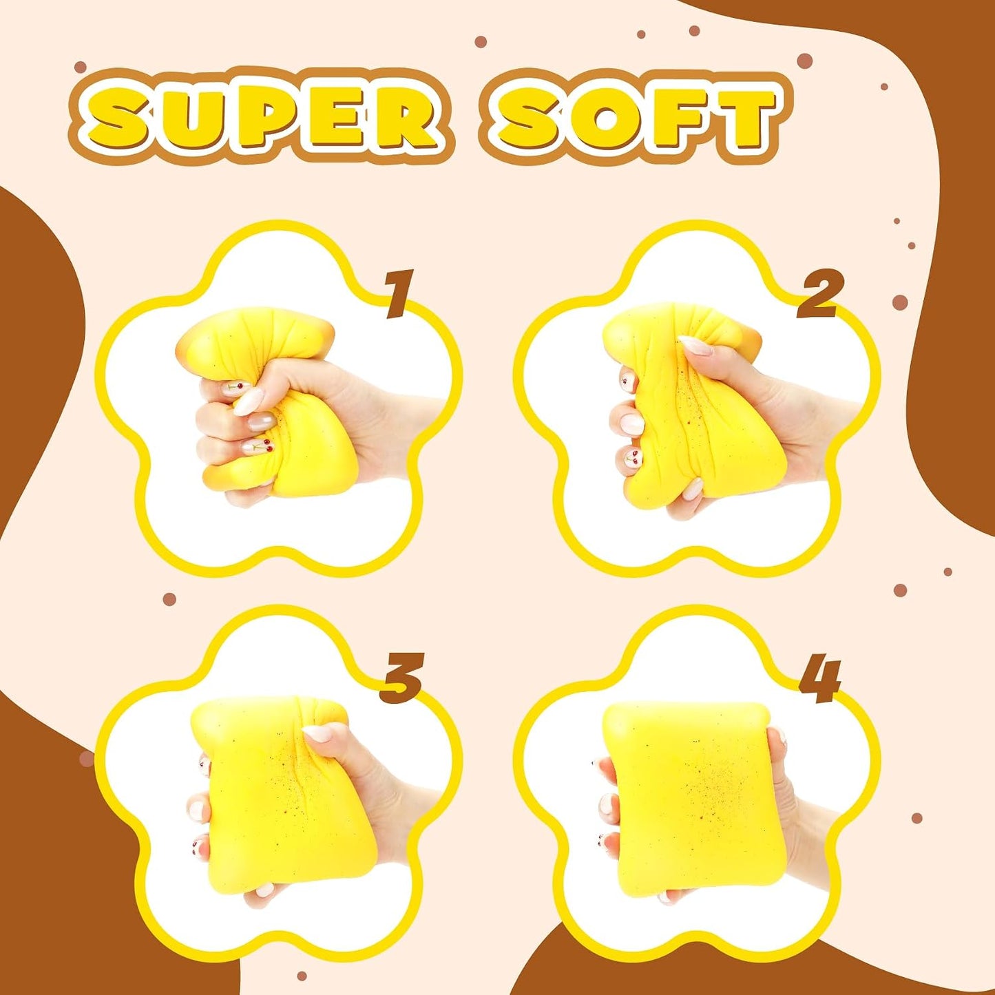 Hot3 Pack Slow Rising Squishy Butter Bread, Realistic Bread Squishies with Butter Scent, Soft Sticky Squishy Toy, Stress Relief Fidget for Focus, Popular Squishies Gift Party Favor