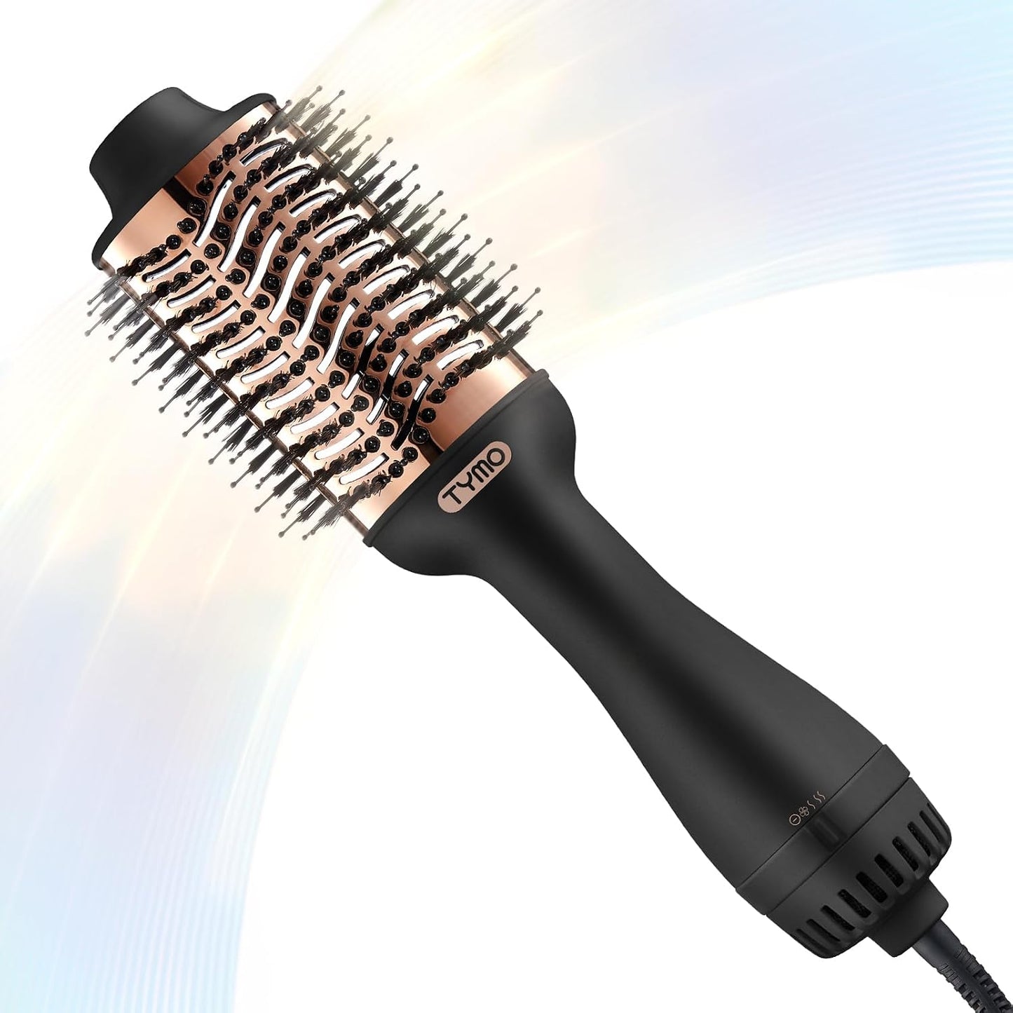 HotTYMO Hair Dryer Brush Blow Dryer Brush in One, 4 in 1 Ionic Hairdryer and Styler Volumizer with Oval Titanium Barrel, Hot Air Straightener for Smooth Frizz-Free Blowout, Gold, 2.85 Inch