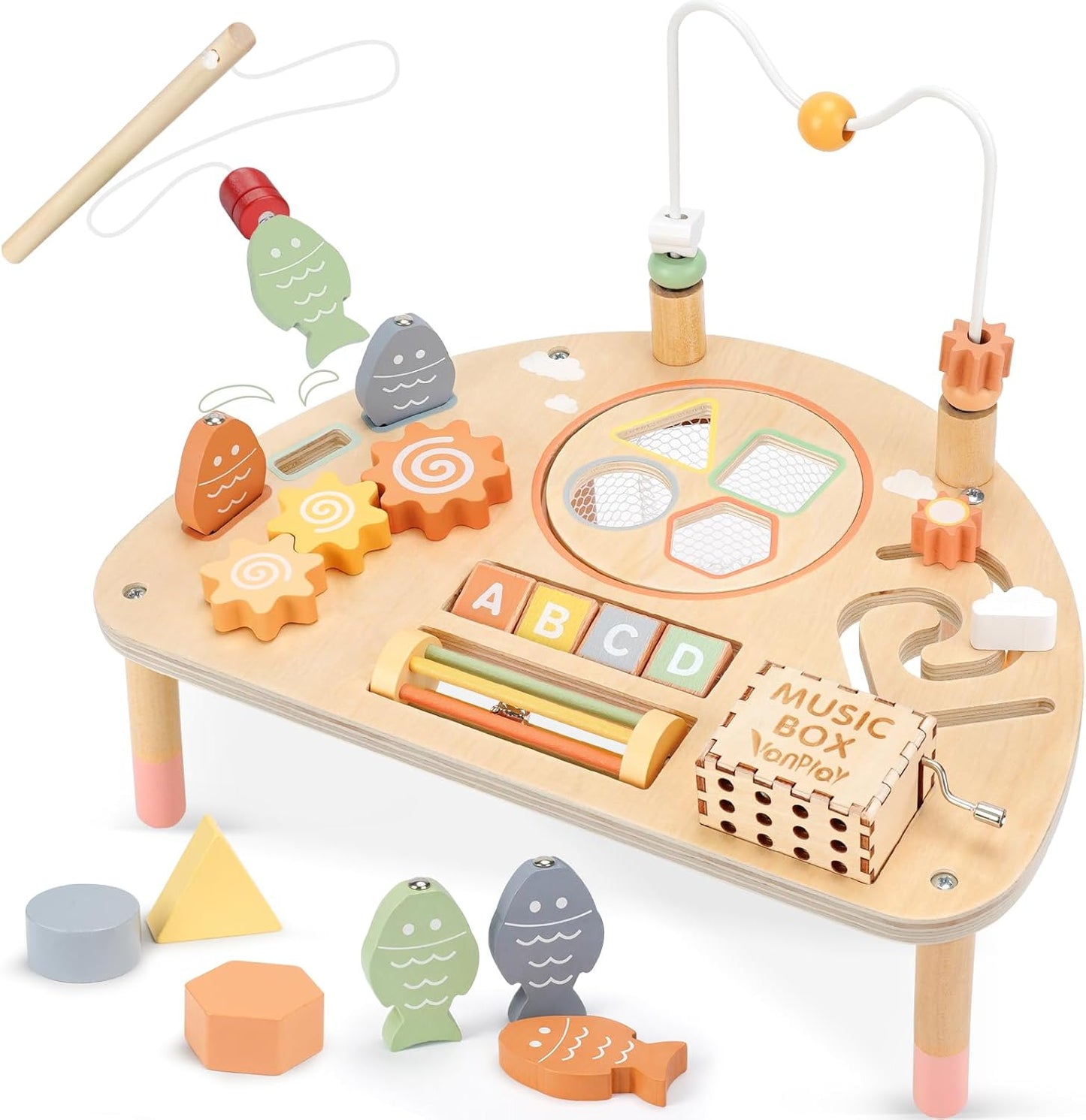 Hot Activity Table for 1 Year Old, Montessori Toys for 1 2 Year Old Girls Boy Gifts, 8 in 1 Wooden Sensory Play Table for Toddler 1-3, Learning Toys for Baby 12-18 Months 1st Christmas Birthday Gifts