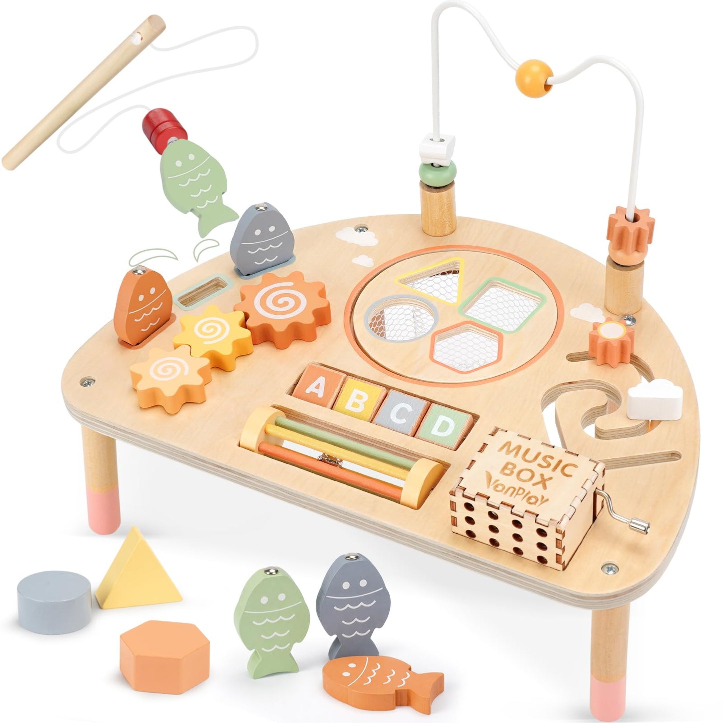 Hot Activity Table for 1 Year Old, Montessori Toys for 1 2 Year Old Girls Boy Gifts, 8 in 1 Wooden Sensory Play Table for Toddler 1-3, Learning Toys for Baby 12-18 Months 1st Christmas Birthday Gifts