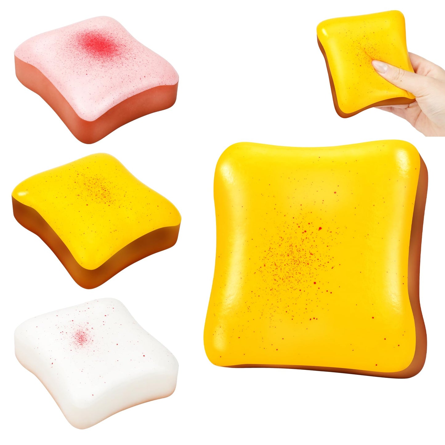 Hot3 Pack Slow Rising Squishy Butter Bread, Realistic Bread Squishies with Butter Scent, Soft Sticky Squishy Toy, Stress Relief Fidget for Focus, Popular Squishies Gift Party Favor
