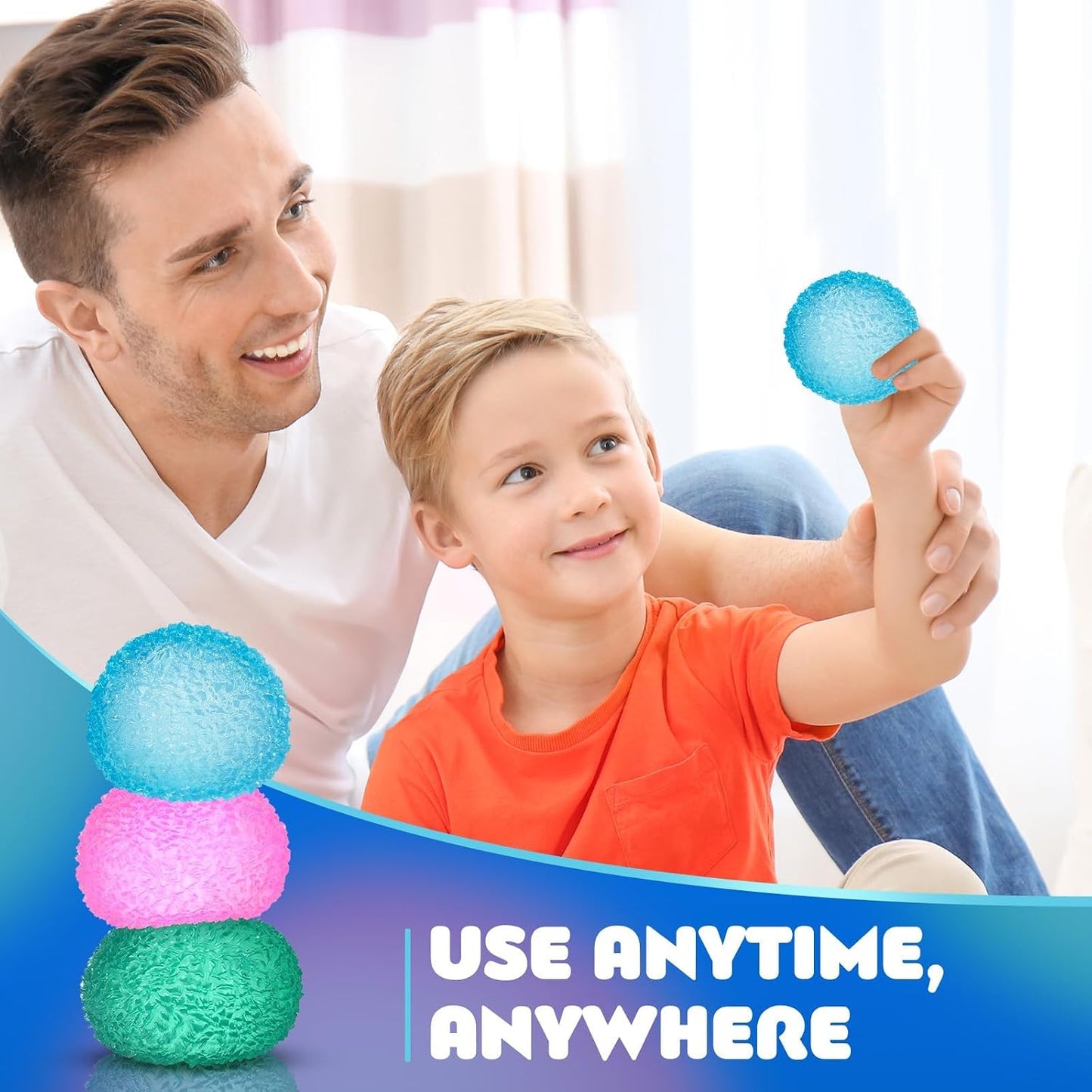 Hot3pc Big Stress Balls for Adults, Squishy Ball Sensory Textured Memory Gel Fidget Toys for Kids/Adults Hand Exercises, Valentines Day Party Favors Anxiety Relief Squeeze Ball(2.36“)