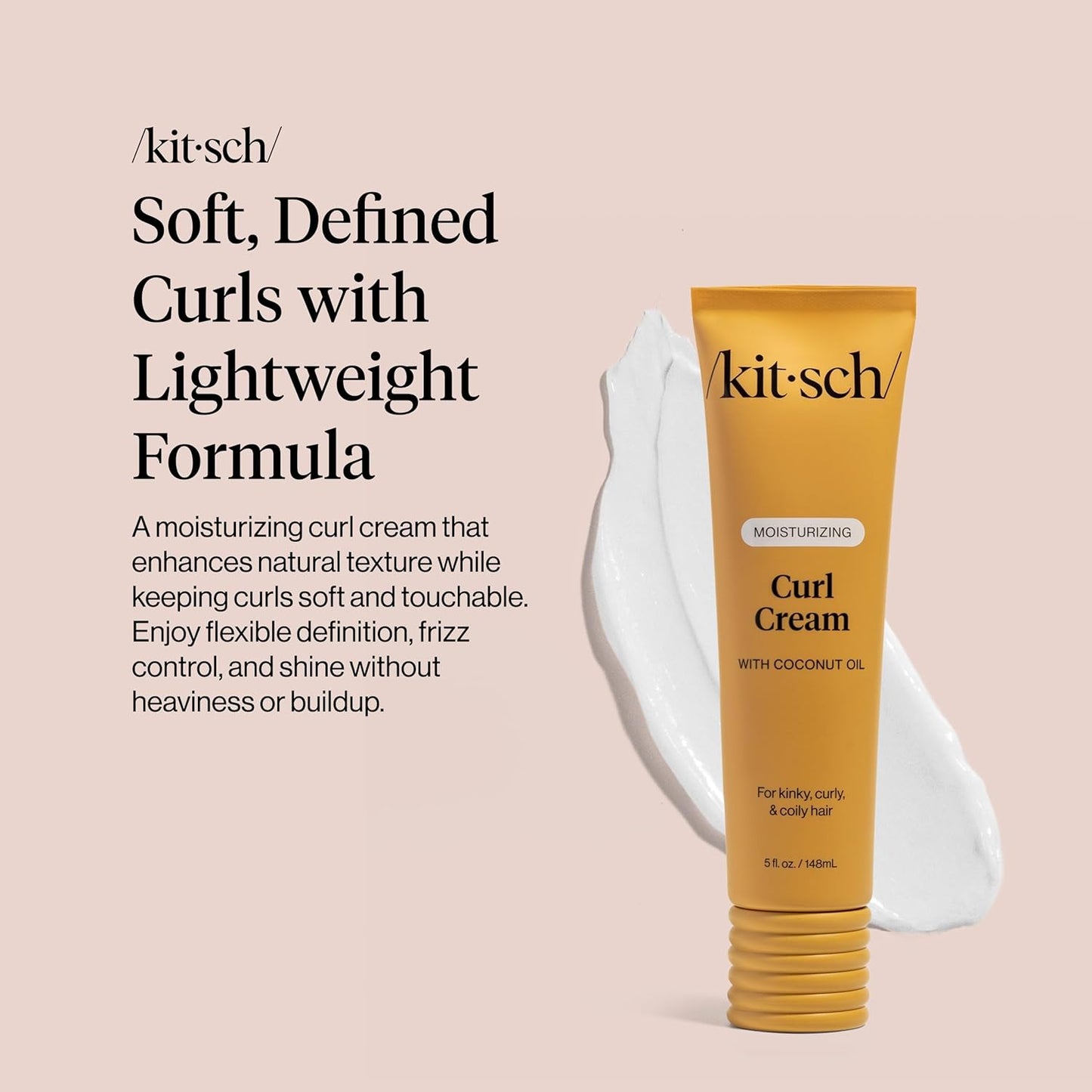 HotKitsch Moisturizing Curl Cream for Curly Hair – Lightweight Curly Hair Products for Men & Women | Defines Curls, Controls Frizz & Boosts Shine | Hydrating Curling Cream
