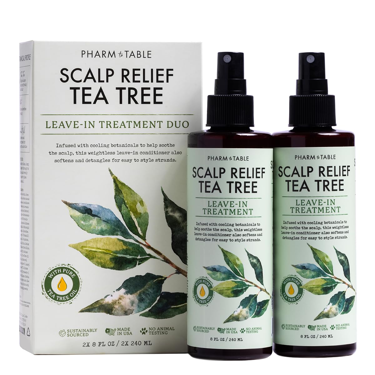 HotLeave In Conditioner Spray - Tea Tree Scalp Treatment | Anti-Dandruff and Dry & Itchy Scalp, Hydrating & Medicated Formula for Psoriasis and Scalp Care - Detangles & Nourishes Hair.