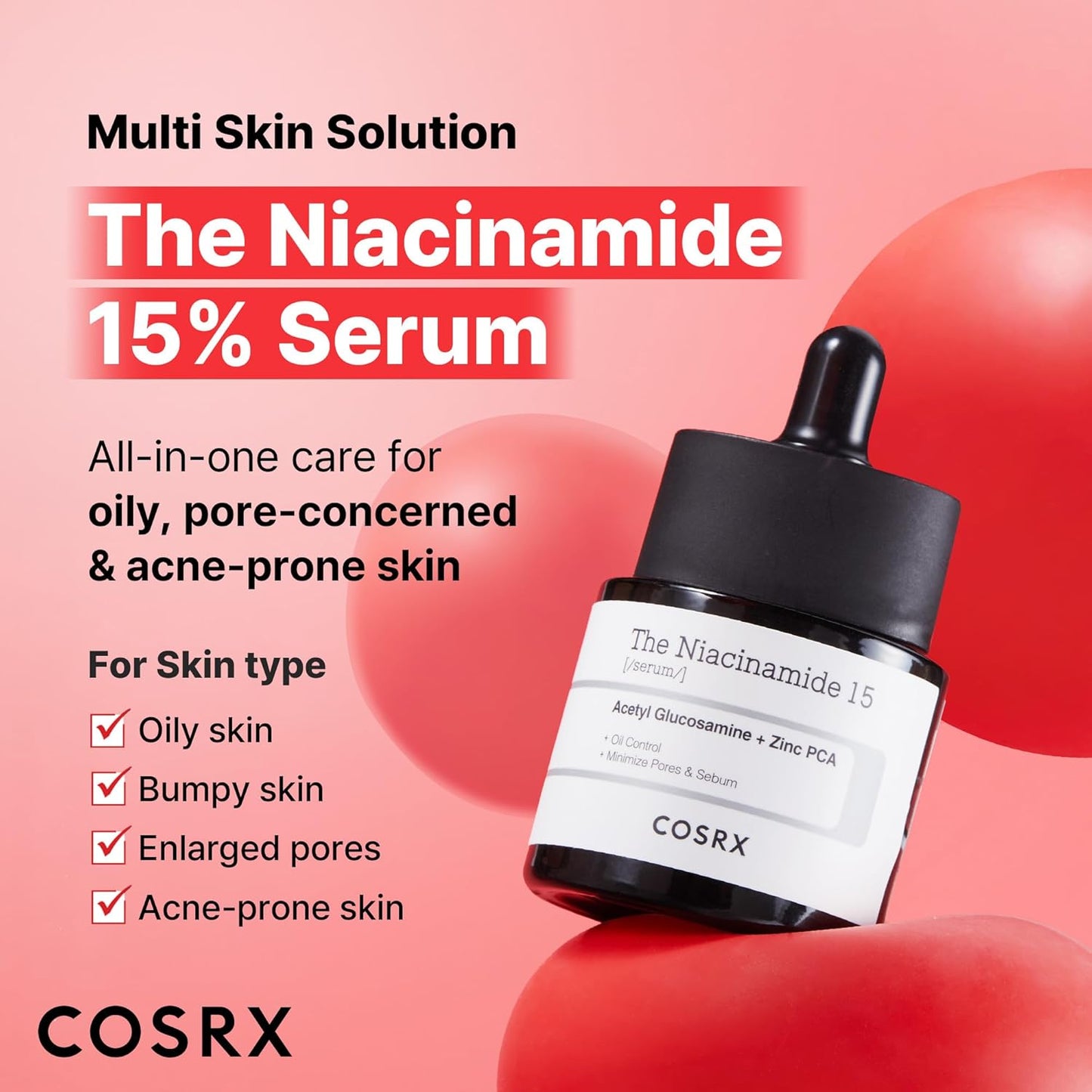 HotCOSRX 15% Niacinamide Face Serum, 0.67 fl oz, Pore Minimizer Serum for Face, Even Skin Tone, Korean Skin Care