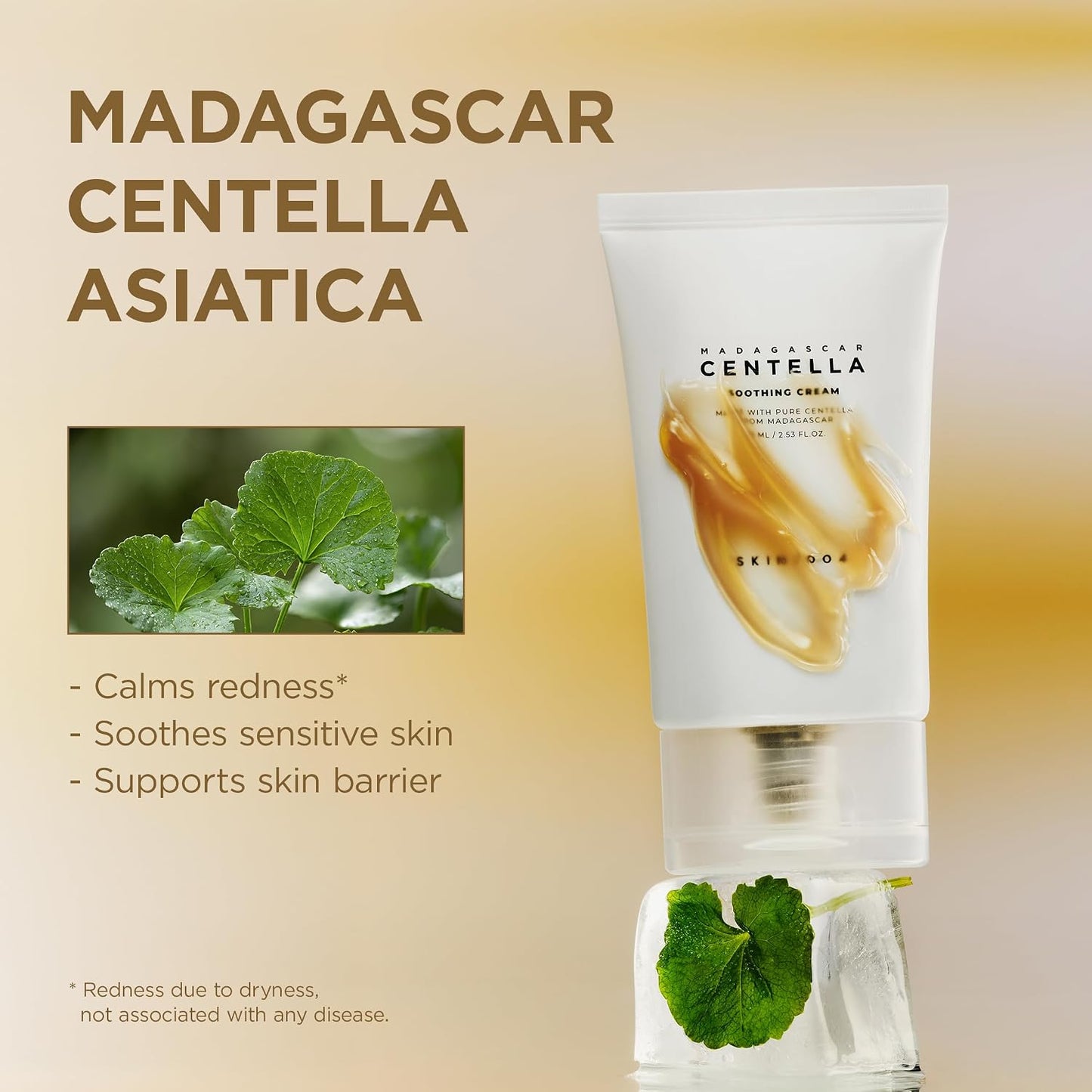 HotSKIN1004 Centella Soothing Cream, Face Moisturizer with Centella Asiatica, Korean Centella Moisturizer Cream for Soothing & Skin Barrier Support, Cica Gel Cream, Korean Skin Care, 2.53 fl.oz / 75ml