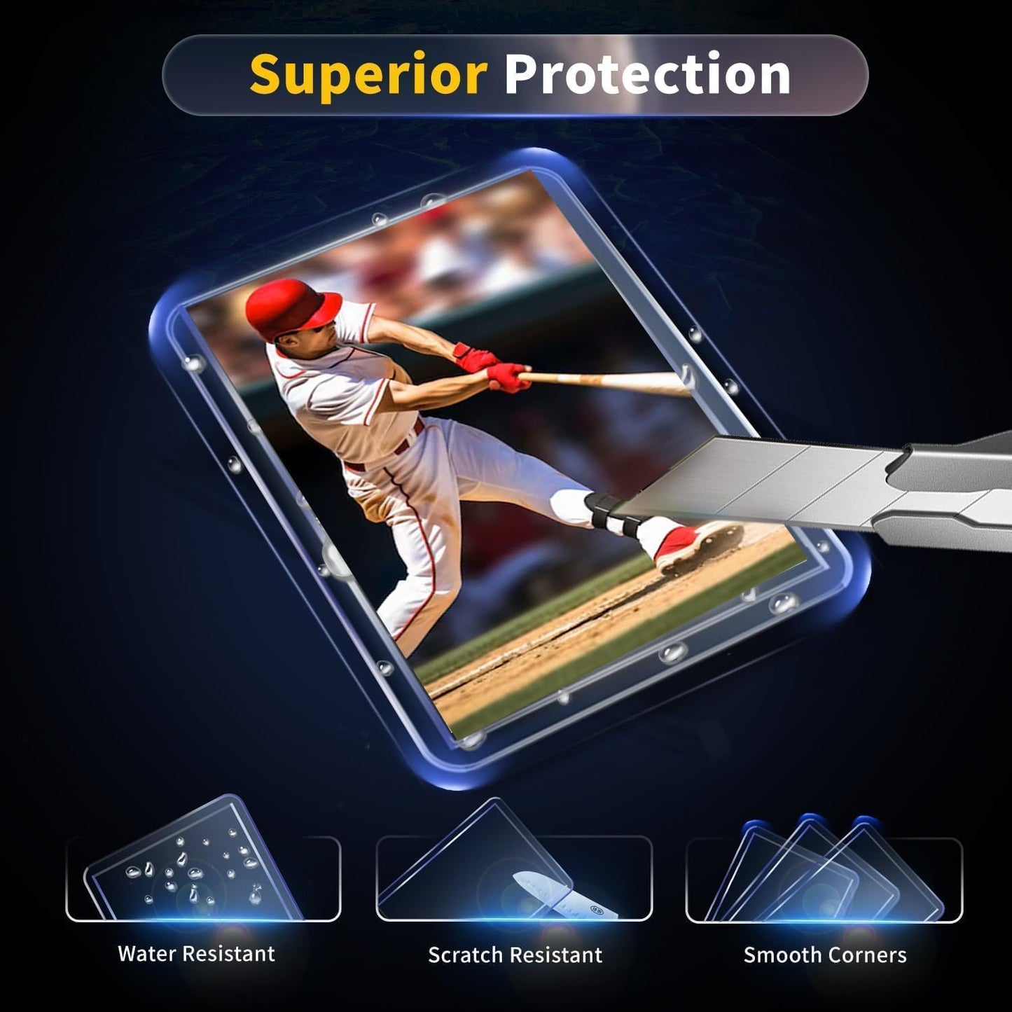 Hot400 Card Sleeves Hard Plastic, Premium Baseball Card Sleeves, 3" x 4" Trading Cards Holder, Sports Football Game Cards Protectors Top Cases (200 Hard Sleeve + 200 Soft Sleeve)