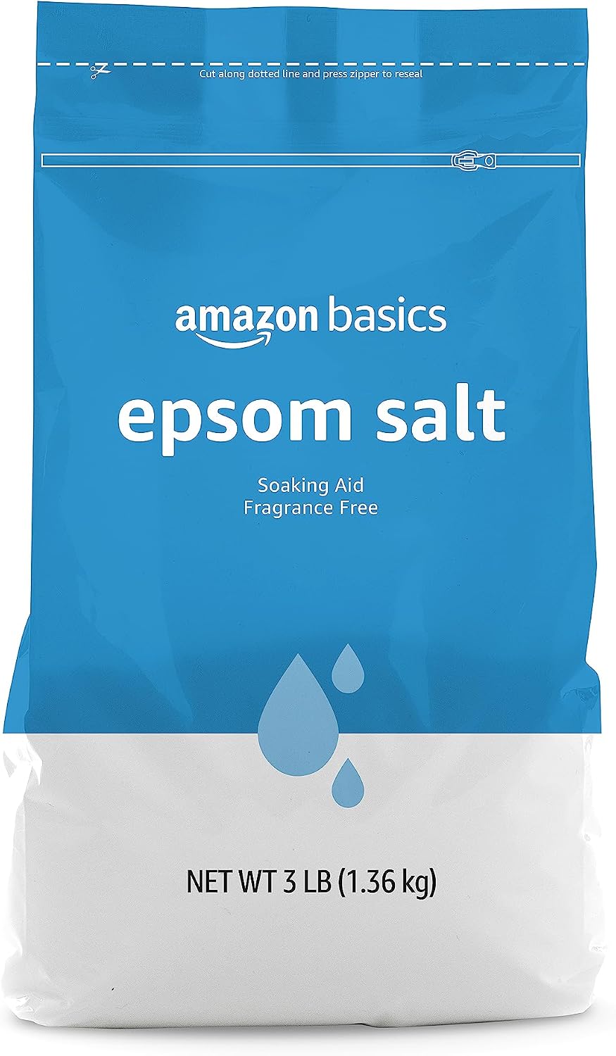 HotAmazon Basics Epsom Salt Soak, Fragrance Free, Magnesium Sulfate USP for Relaxation and Soothing Foot Soaking, 3 Pound Resealable Bags, 6-Pack