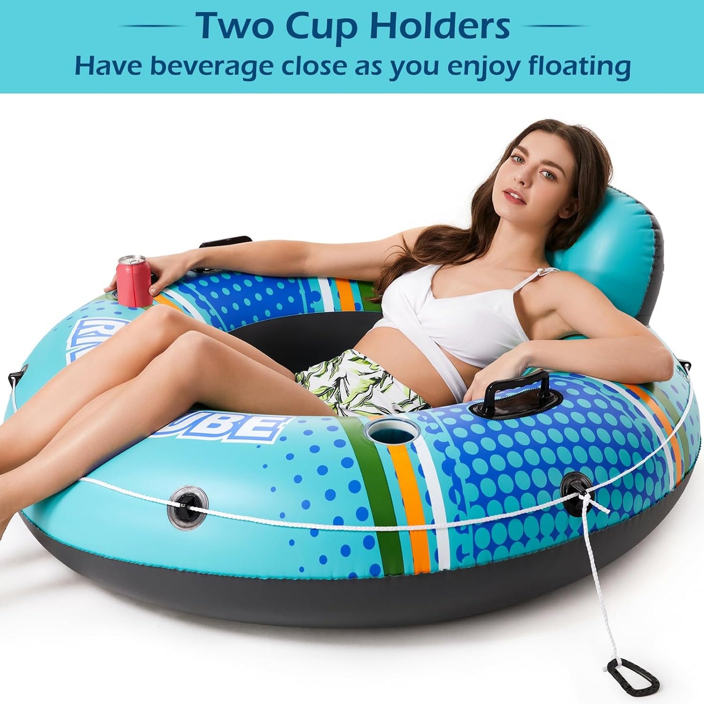 Hot Jasonwell Inflatable River Tube Float - Heavy Duty River Float Pool Floats Lake Premium Water Tubes for Floating Recreational River Raft Lounge Floaties with 2 Cup Holders for Adult