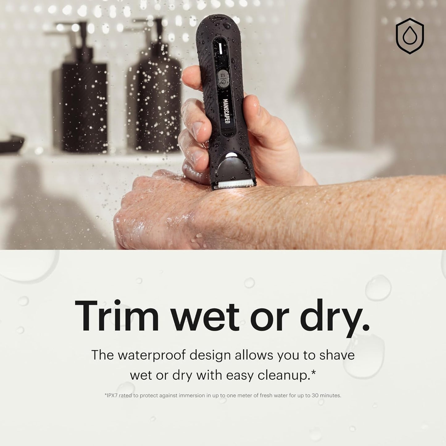 HotMANSCAPED® The Lawn Mower® 3.0 Plus Groin & Body Hair Trimmer – Updated SkinSafe® Trimmer Blade, Waterproof Wet/Dry Groomer, USB-C Rechargeable, Men’s Wireless Ball Shaver, Tuxedo Black