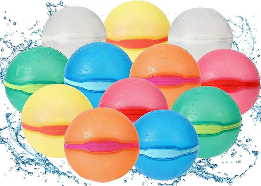 Hot Reusable Water Balloons, 12 Pack Refillable Water Balloons Quick Fill, Summer Fun for Kids Outdoor Pool Water Toys, Reusable Summer Outdoor Toys (12pcs)