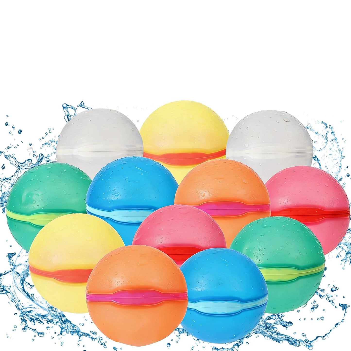 Hot Reusable Water Balloons, 12 Pack Refillable Water Balloons Quick Fill, Summer Fun for Kids Outdoor Pool Water Toys, Reusable Summer Outdoor Toys (12pcs)