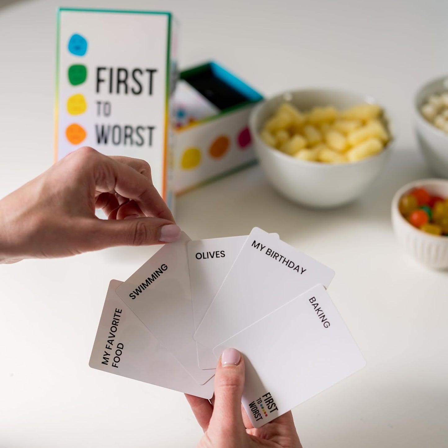 HotFIRST TO WORST Party Game – The Card Game About How Your Friends and Family Rank Things | Funny Ranking & Guessing Board Game for Friends & Family, Game Nights, Parties & Fun Gift Ideas
