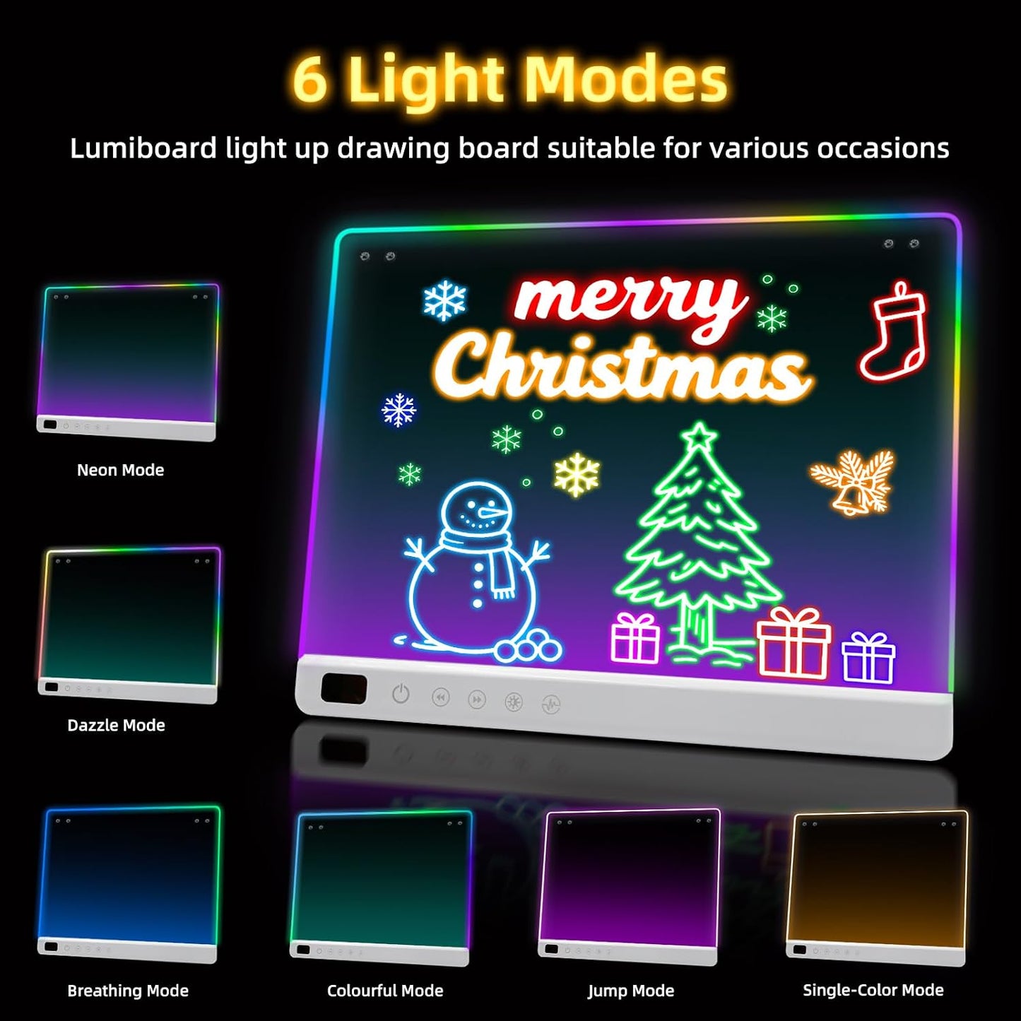 HotLed Drawing Board with 13 Light Effects, 16" Rechargeable Glow Doodle LED Note Board with Colors, Neon Light Up Drawing Tablet Gifts for Kids for Easter Birthday Christmas Gift Ideas
