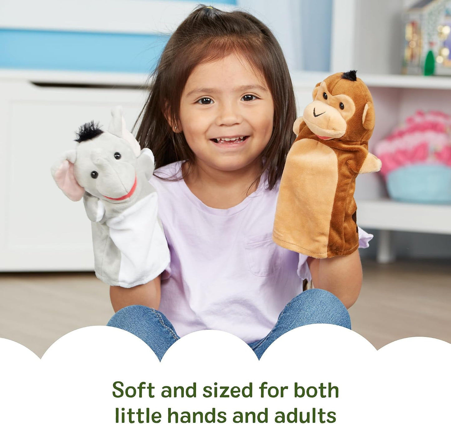 Hot Melissa & Doug Safari Buddies Hand Puppets, Set of 6 (Elephant, Tiger, Parrot, Giraffe, Monkey, Zebra) Soft, Plush Puppet, Stuffed Animals, Pretend Play Toddler Toys for Girls & Boys 2+