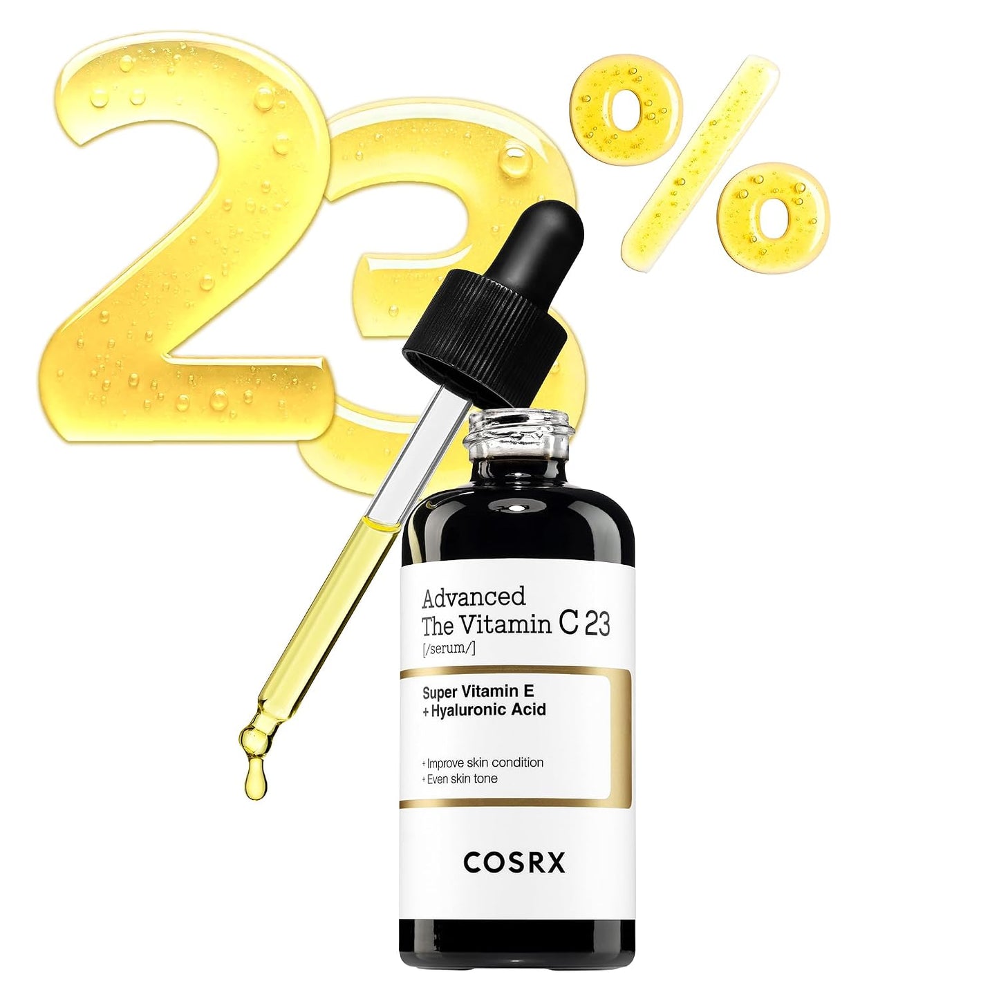 HotCOSRX Advanced Pure Vitamin C 23% Serum with Vitamin E & Glutathione, Korean Vitamin C Serum for Fine Lines, Uneven Skin Tone & Dull Skin, 0.7oz, Korean Skin Care