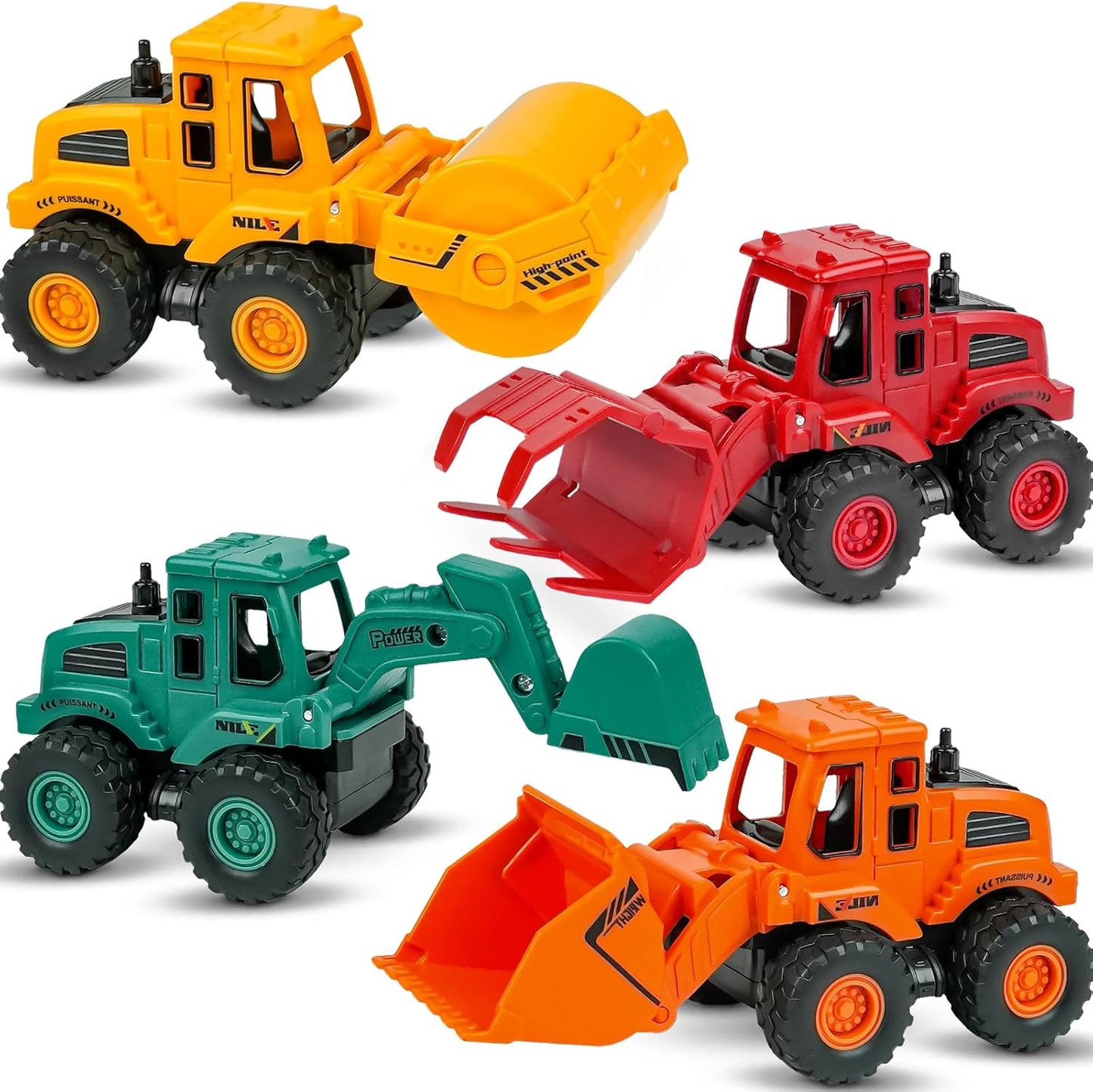 Hot Beestech Construction Toys for 3 Years Old Boys Girls Kids, Friction Powered Construction Truck Toys Vehicles Sand Toys Trucks Excavator, Bulldozer, Road Roller (Colorful 4 Pack)