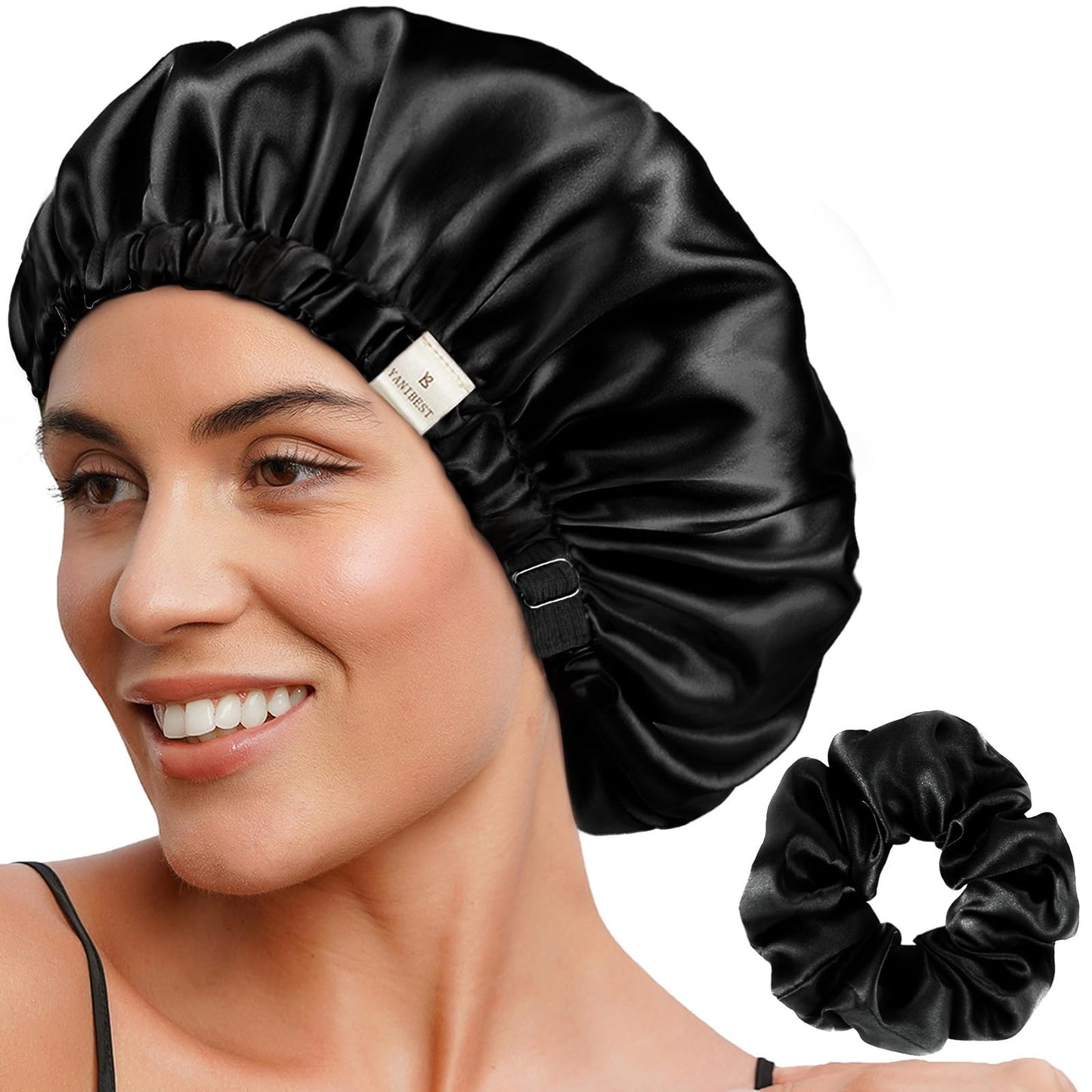 HotYANIBEST Adjustable Satin Bonnet Double Layer Hair Bonnet for Sleeping Bonnets for Women Hats Curly Natural Hair, Blush Pink | Double Layer, Reversible Bonnet, Natural Curly Coily, Maintain Moisture, Soft Adjustable Elastic Band Sleep Cap