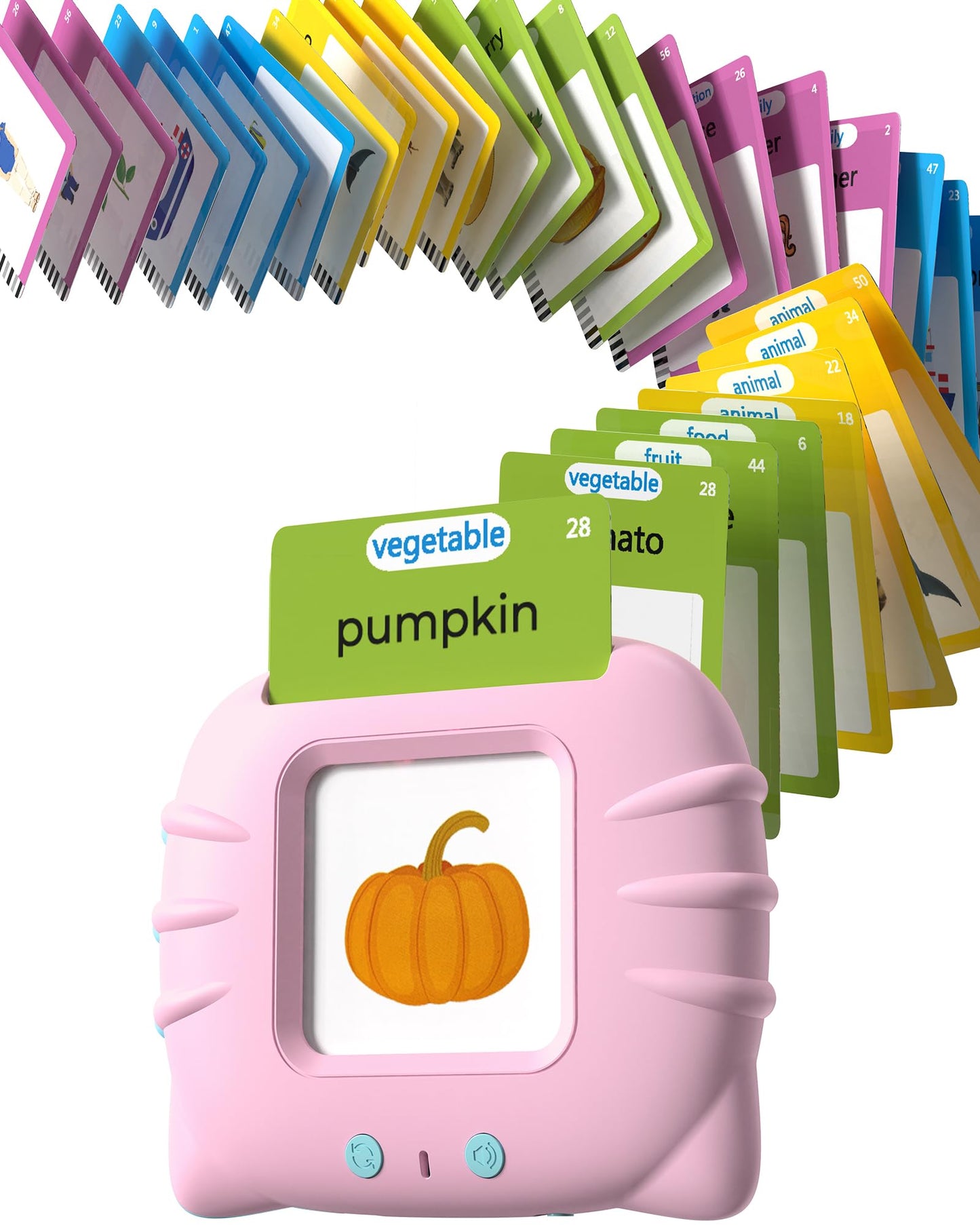 HotAirbition Talking Flash Cards for Toddlers 1 2 3 4 Year Olds, Pink | Montessori Language Learning Toys with 224 Words, Pocket Speech Therapy Toys, Children's Sensory Educational Toys