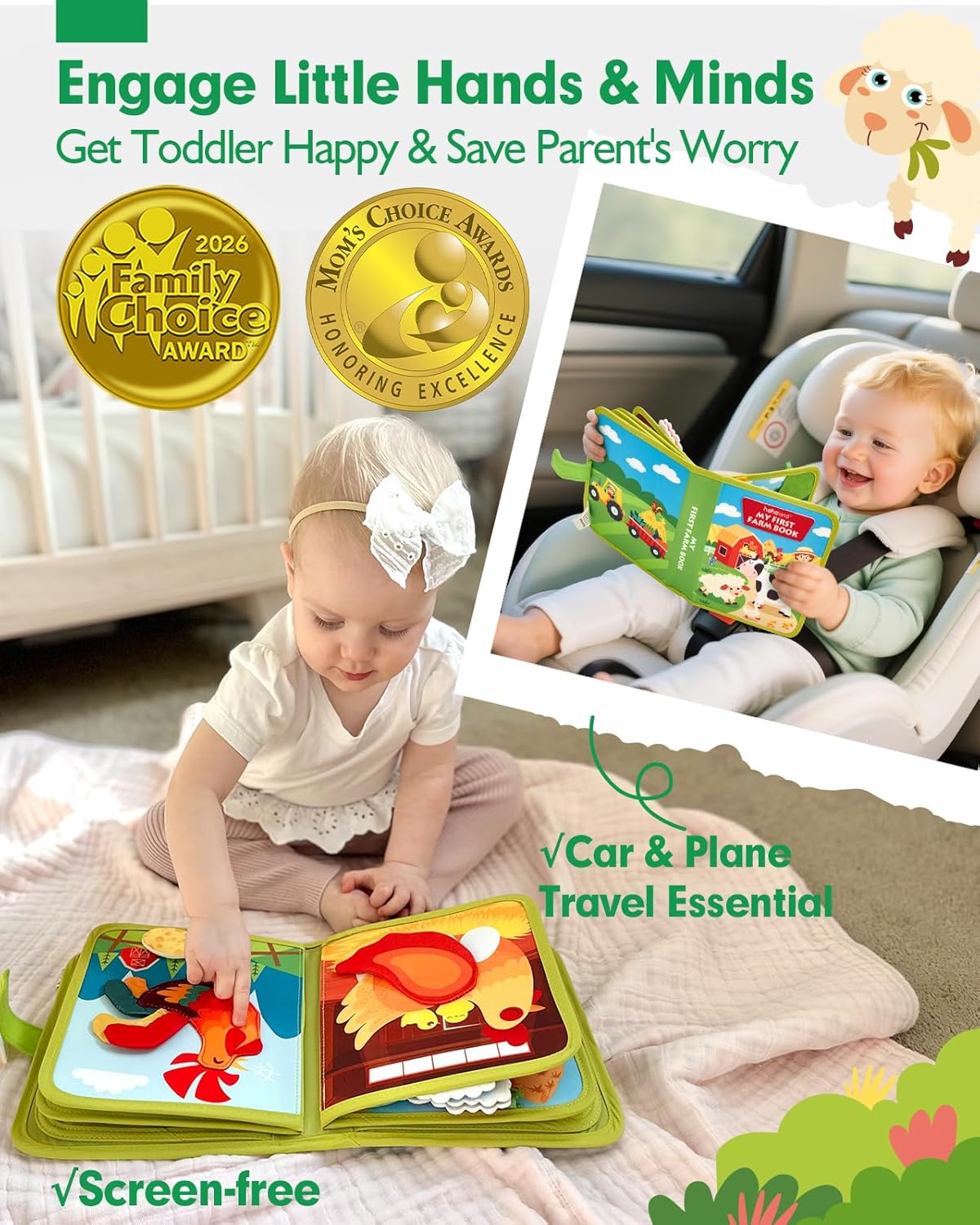 Hothahaland Busy Book for Toddlers 1-3 - Montessori Toys Busy Board for 1 Year Old Boy Gifts Girl Toys Educational Learning Quiet Activity Books Toddler Travel Toys for One Year Old Birthday Gift