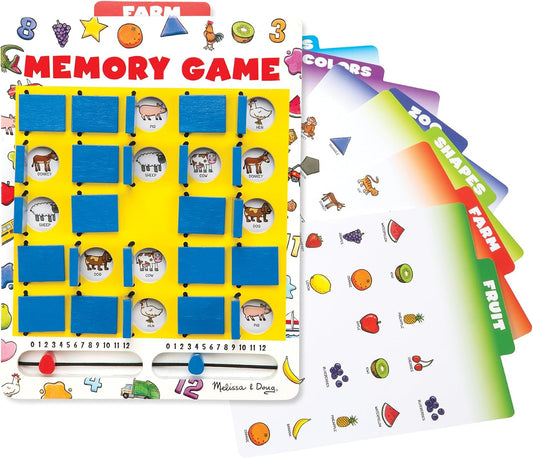 Hot Melissa & Doug Flip-to-Win Portable Wooden Travel Game Board with 25 Flaps & 7 Double-Sided Memory Game Cards—Animals, Colors, Fruits, Shapes & Much More—Preschool Toys for Kids Ages 5+