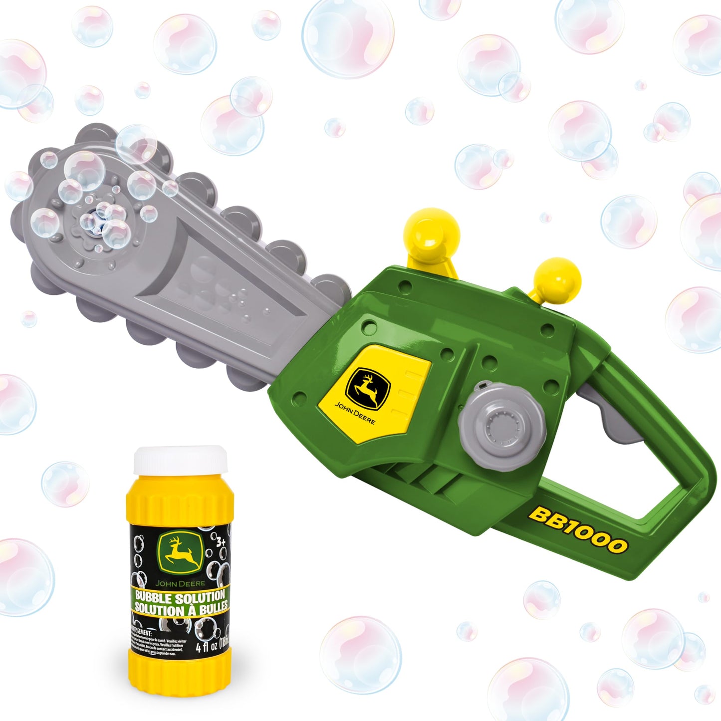HotJohn Deere Bubble Leaf Blower Toy for Kids Includes 24oz Bubble Refill Gas Can, Outdoor Bubble Machine for Kids, Easy to Use, Outdoor Play, Great Gift Toddler 3+