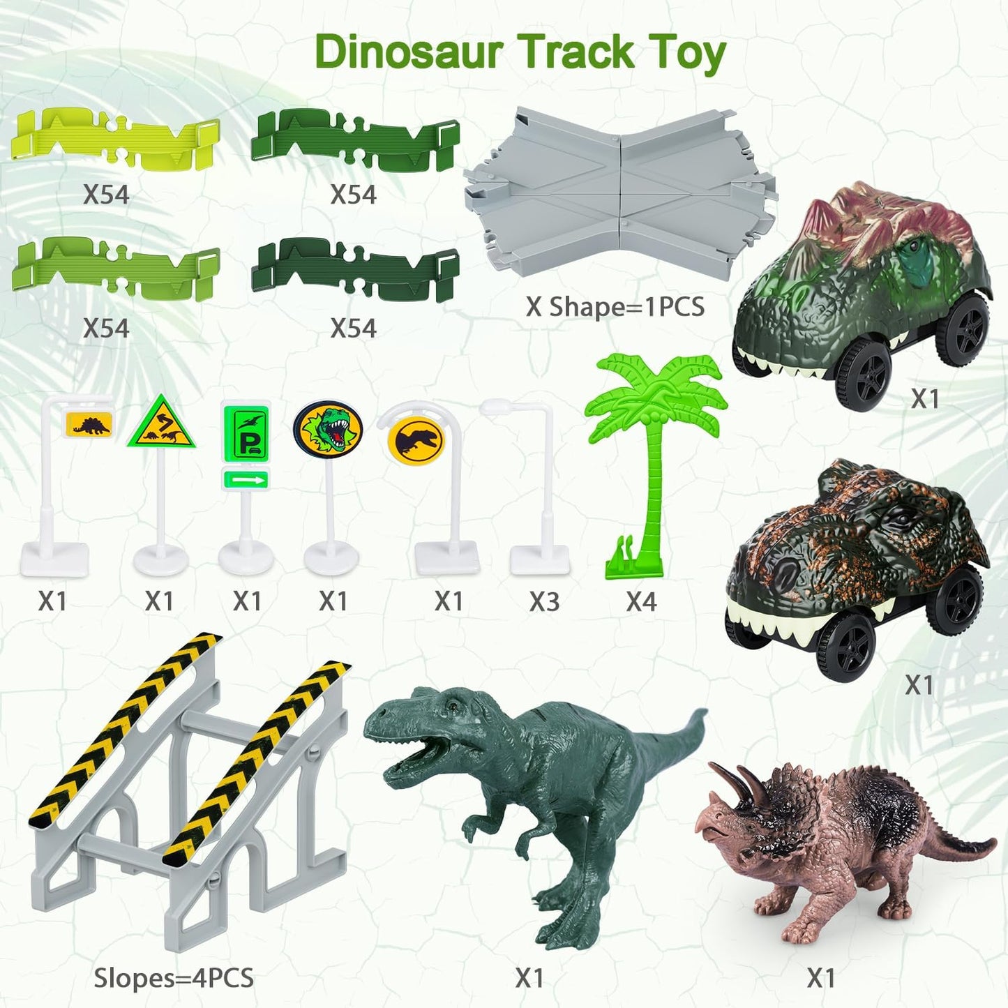 HotDinosaur Toys,Create A Dinosaur World Road Race,Flexible Track Playset and 2 pcs Cool Dinosaur car for 3 4 5 6 Year & Up Old boy Girls Best Gift