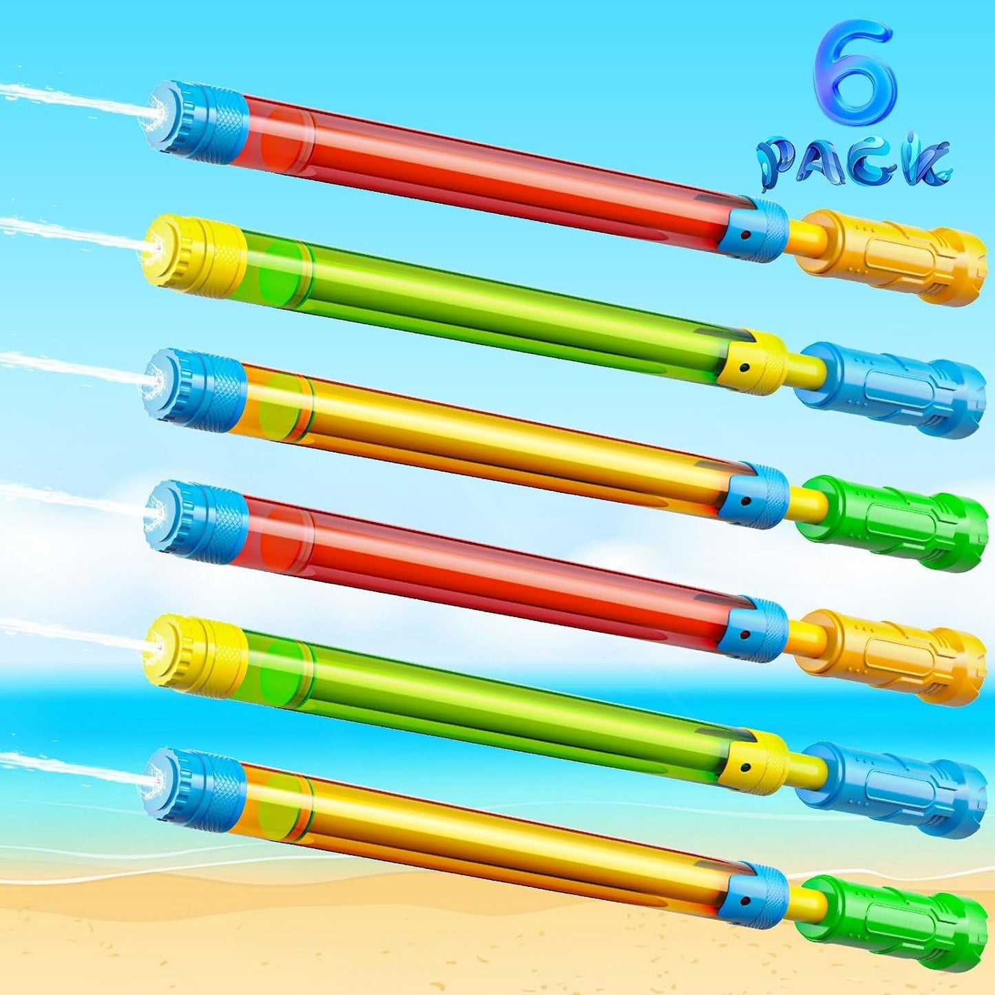 Hot LQYoyz Water Guns for Kids -16.5'' Bulk Squirt Gun for Kids Adults, Summer Party Blaster Water Guns for Outdoor Swimming Pool Beach Water Fighting 6 Pack
