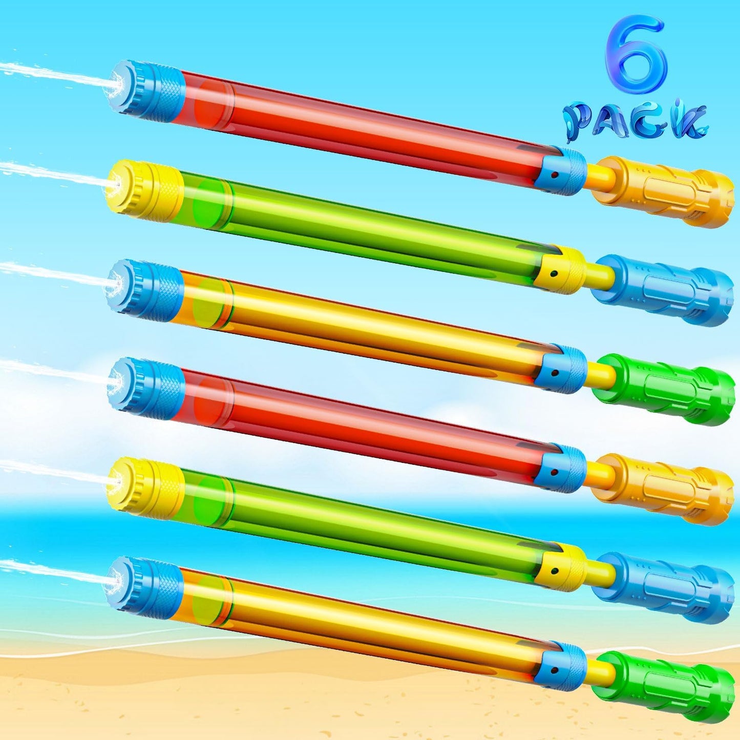 Hot LQYoyz Water Guns for Kids -16.5'' Bulk Squirt Gun for Kids Adults, Summer Party Blaster Water Guns for Outdoor Swimming Pool Beach Water Fighting 6 Pack