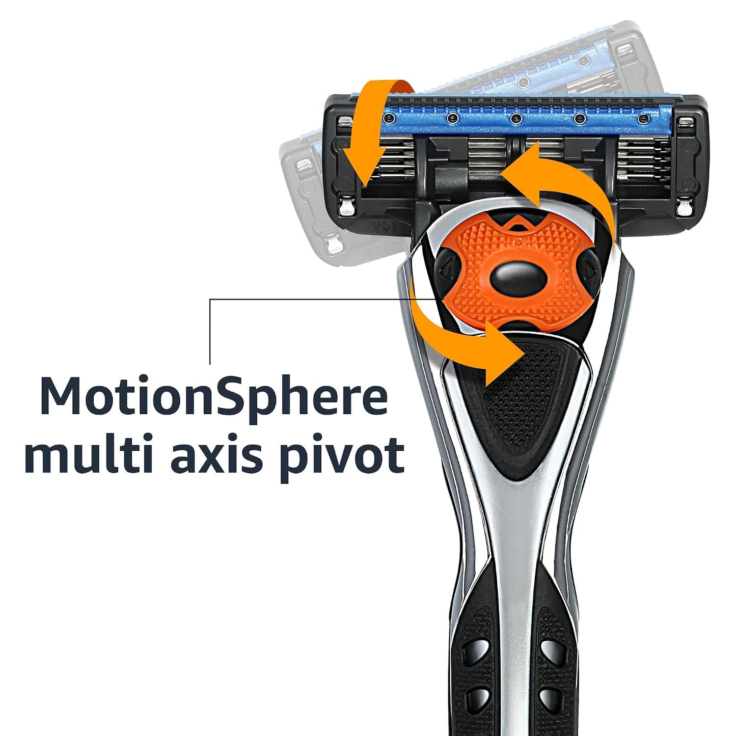 HotAmazon Basics 5-Blade MotionSphere Men's Razor with Dual Lubrication, Vitamin E, Precision Trimmer, 1 Handle & 16 Cartridges, Black