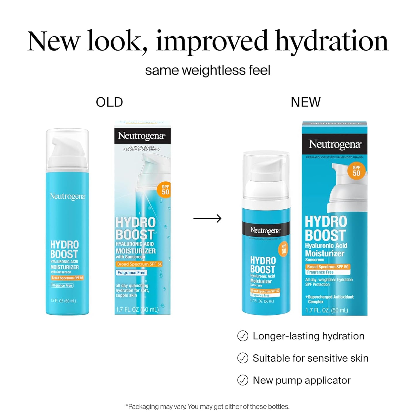 HotNeutrogena Hydro Boost Hyaluronic Acid Face Moisturizer with Broad Spectrum SPF 50 Sunscreen, Non-Greasy, Fragrance Free Daytime Facial Moisturizer to Hydrate & Soothe Dry Skin, 1.7 fl. oz
