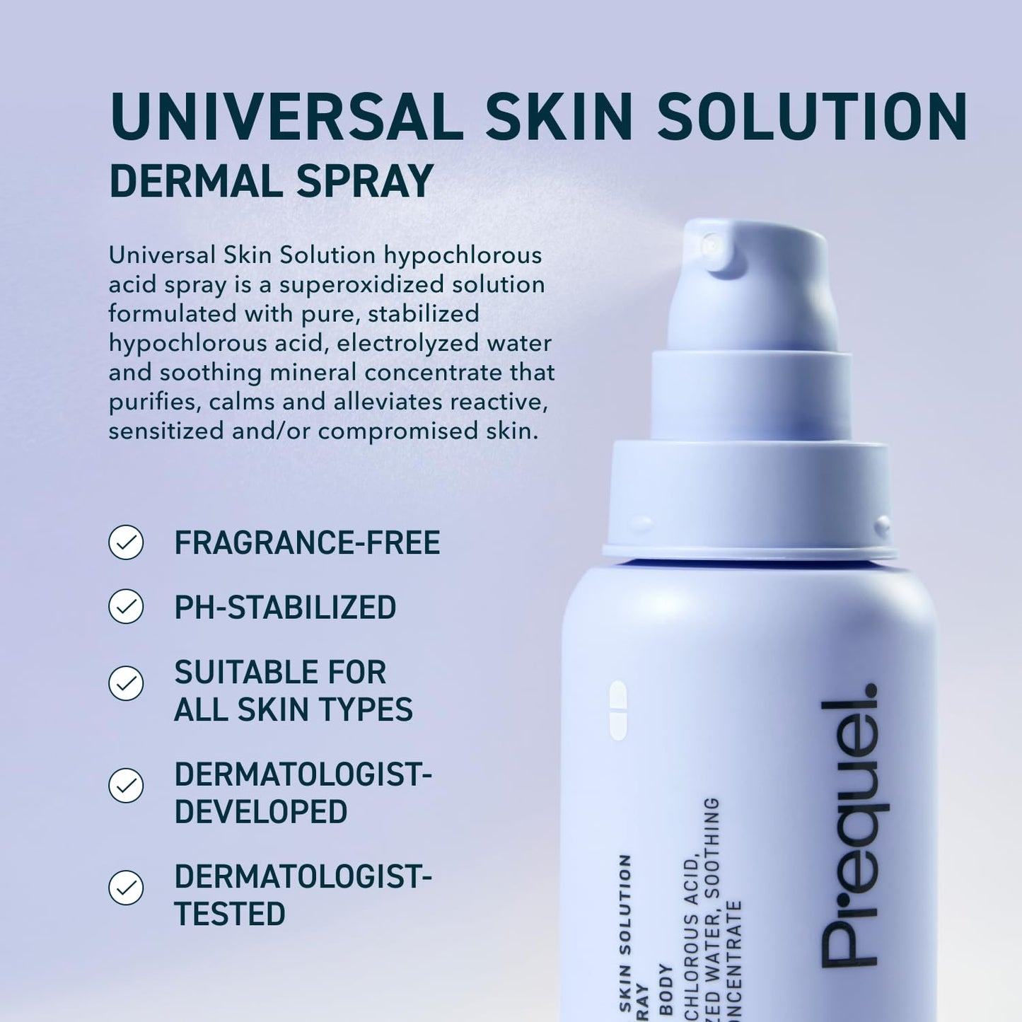 HotPrequel Skin Universal Skin Solution Hypochlorous Acid Spray for Face and Body. Fine Mist HOCL Facial Cleanser and Dermal Spray with Minerals & Electrolyzed Water - pH-Stabilized Care. 4oz